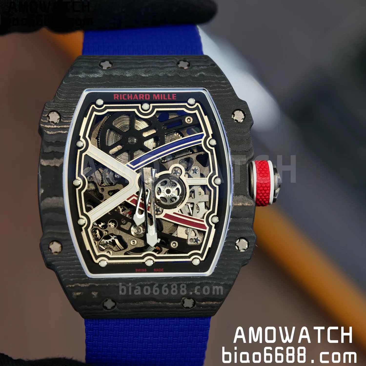RICHARD MILLE RM67-02 Black NTPT AVF Best Edition France Dial on Blue Nylon strap CRMA7 Clone 78 07650b4e68d09f3 AMO Watch