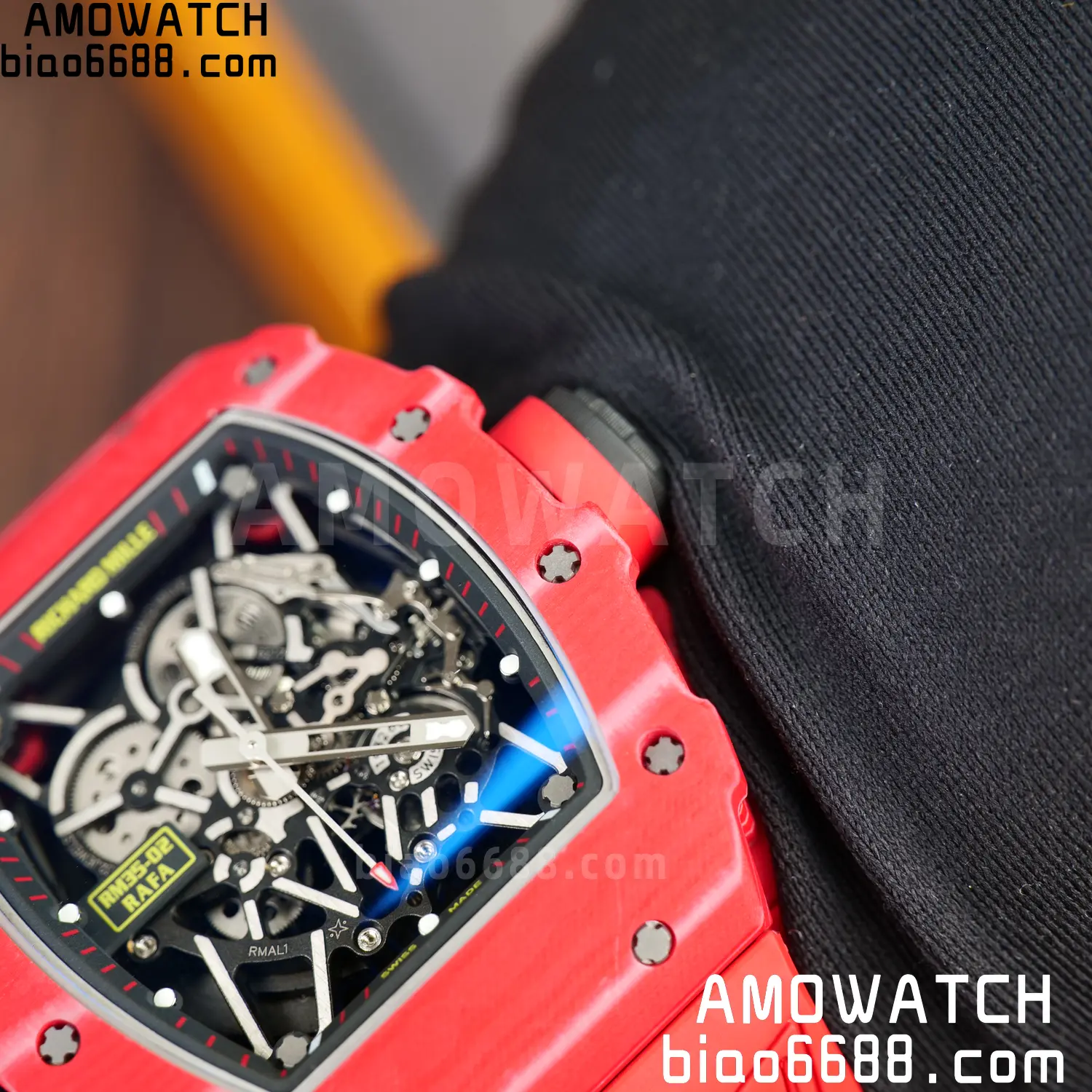 RICHARD MILLE RM035-02 Red NTPT ZF 1:1 Best Edition Skeleton Dial on Red Rubber Strap RMAL1 Super Clone V7 102 273d12f090dc87f AMO Watch