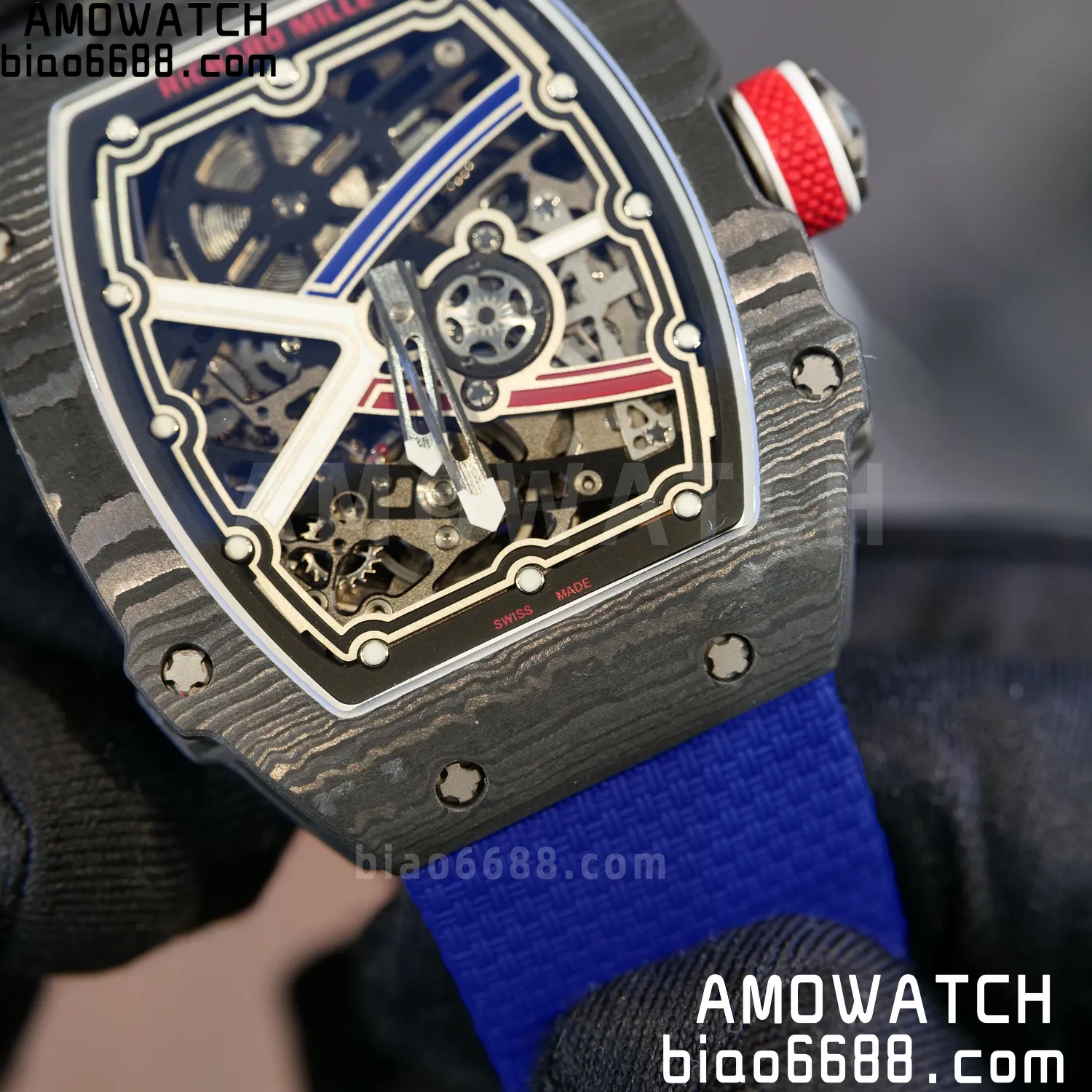 RICHARD MILLE RM67-02 Black NTPT AVF Best Edition France Dial on Blue Nylon strap CRMA7 Clone 87 3665958ec3ddc1e AMO Watch