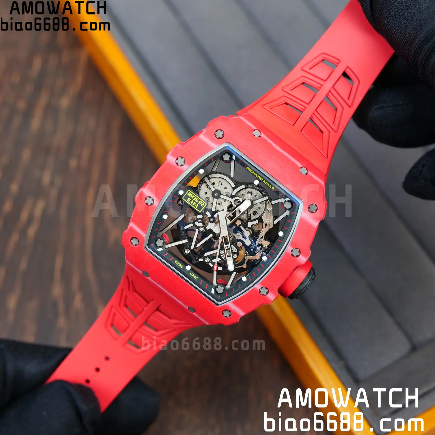 RICHARD MILLE RM035-02 Red NTPT ZF 1:1 Best Edition Skeleton Dial on Red Rubber Strap RMAL1 Super Clone V7 76 4195a3d70082623 AMO Watch