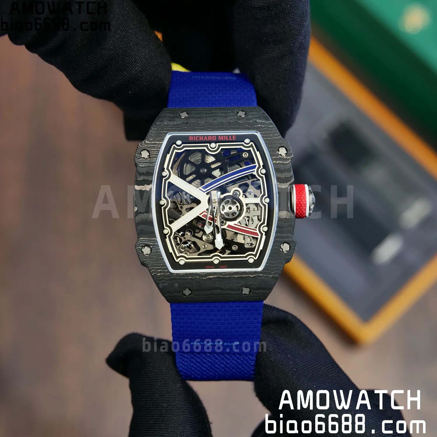 RICHARD MILLE RM67-02 Black NTPT AVF Best Edition France Dial on Blue Nylon strap CRMA7 Clone 77 4223fa4e3a8ce54 AMO Watch