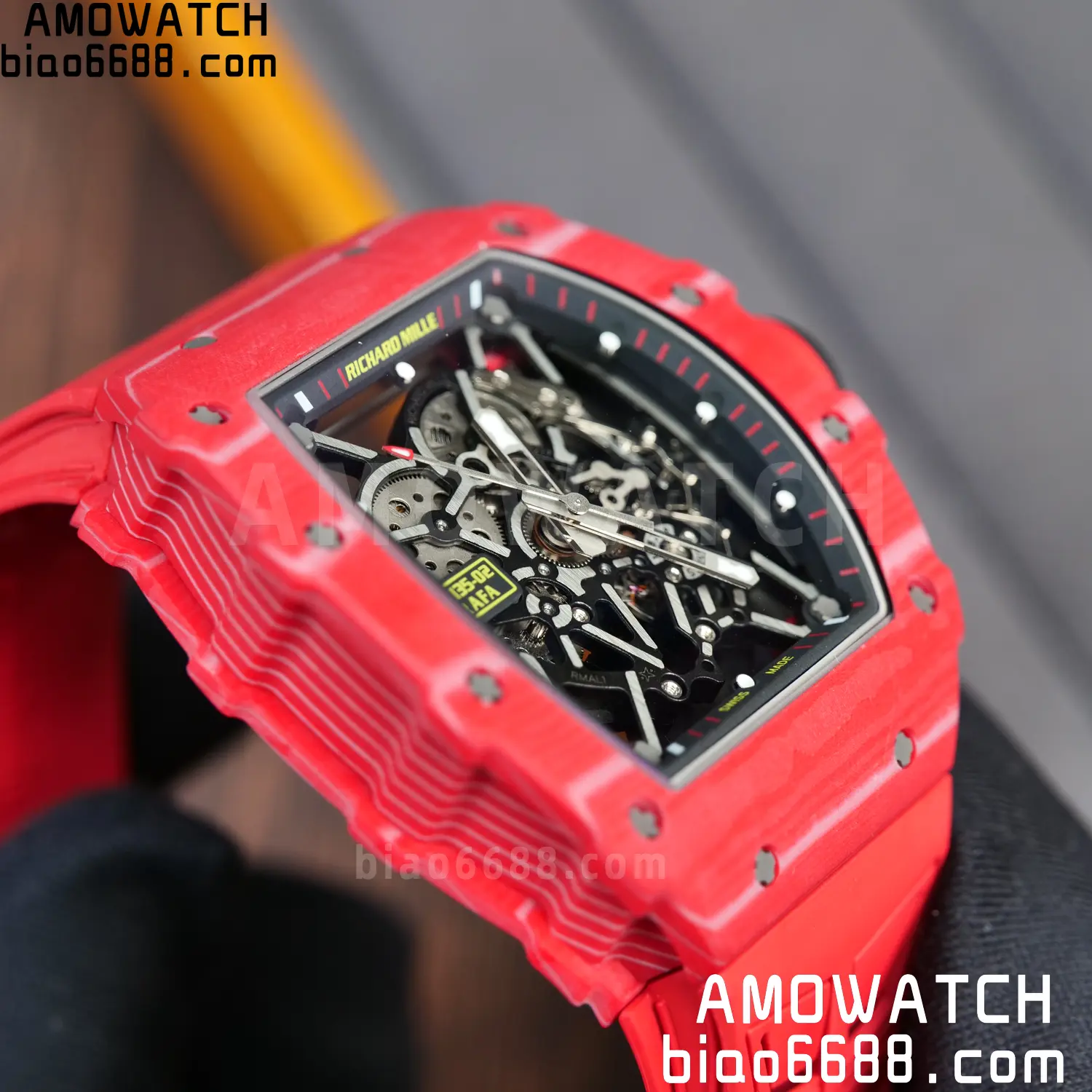 RICHARD MILLE RM035-02 Red NTPT ZF 1:1 Best Edition Skeleton Dial on Red Rubber Strap RMAL1 Super Clone V7 92 53536adfd90ad26 AMO Watch