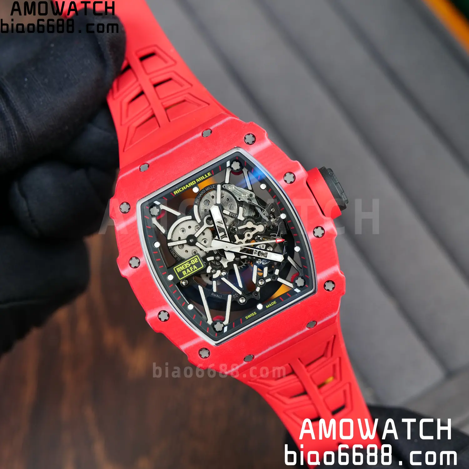 RICHARD MILLE RM035-02 Red NTPT ZF 1:1 Best Edition Skeleton Dial on Red Rubber Strap RMAL1 Super Clone V7 74 54026da30c23945 AMO Watch