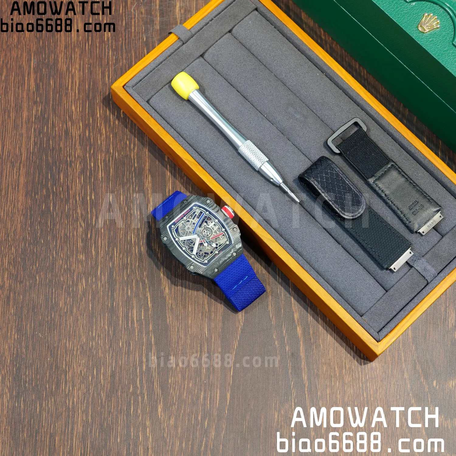 RICHARD MILLE RM67-02 Black NTPT AVF Best Edition France Dial on Blue Nylon strap CRMA7 Clone 70 6665f559d8955ba AMO Watch