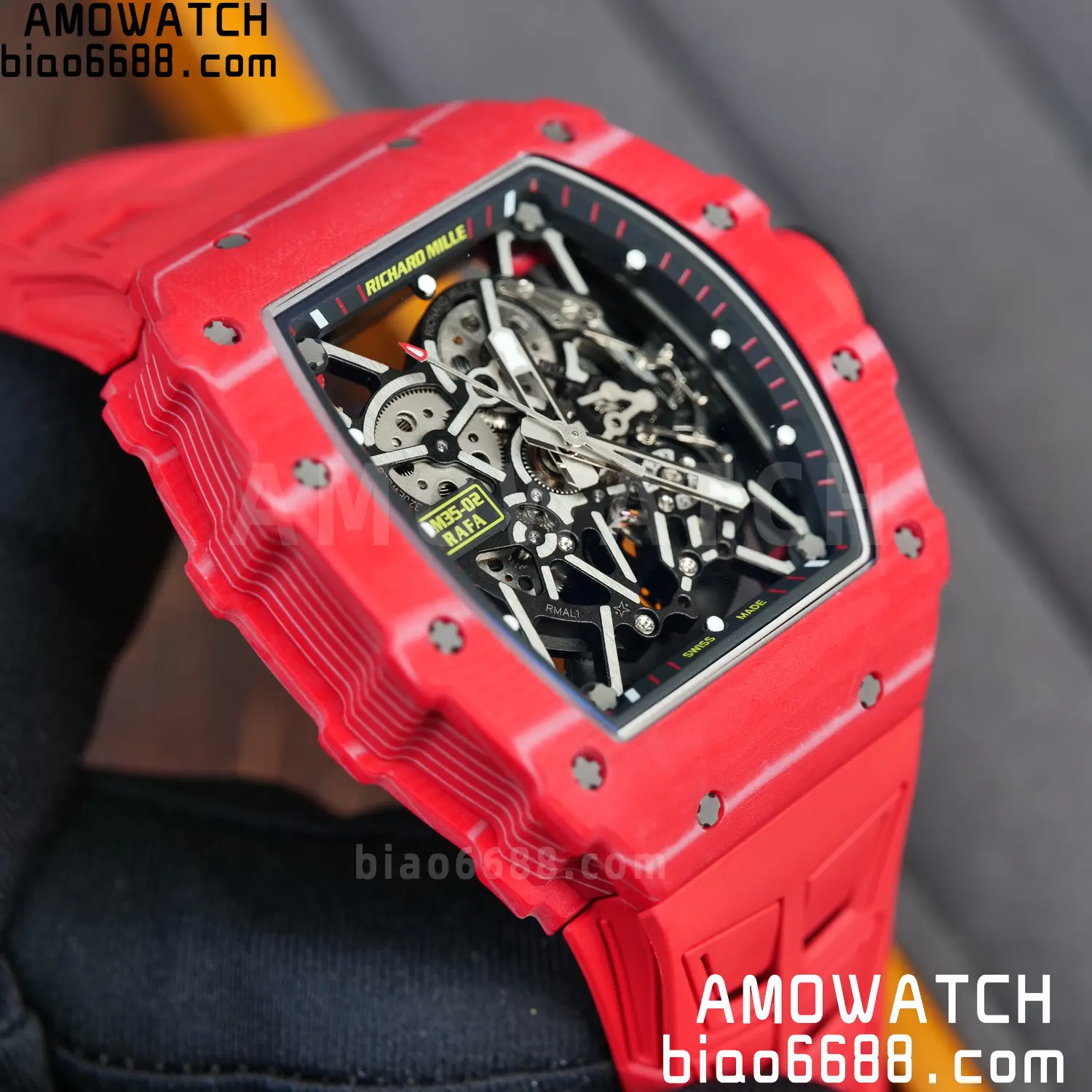 RICHARD MILLE RM035-02 Red NTPT ZF 1:1 Best Edition Skeleton Dial on Red Rubber Strap RMAL1 Super Clone V7 105 66cc8a984054f63 AMO Watch