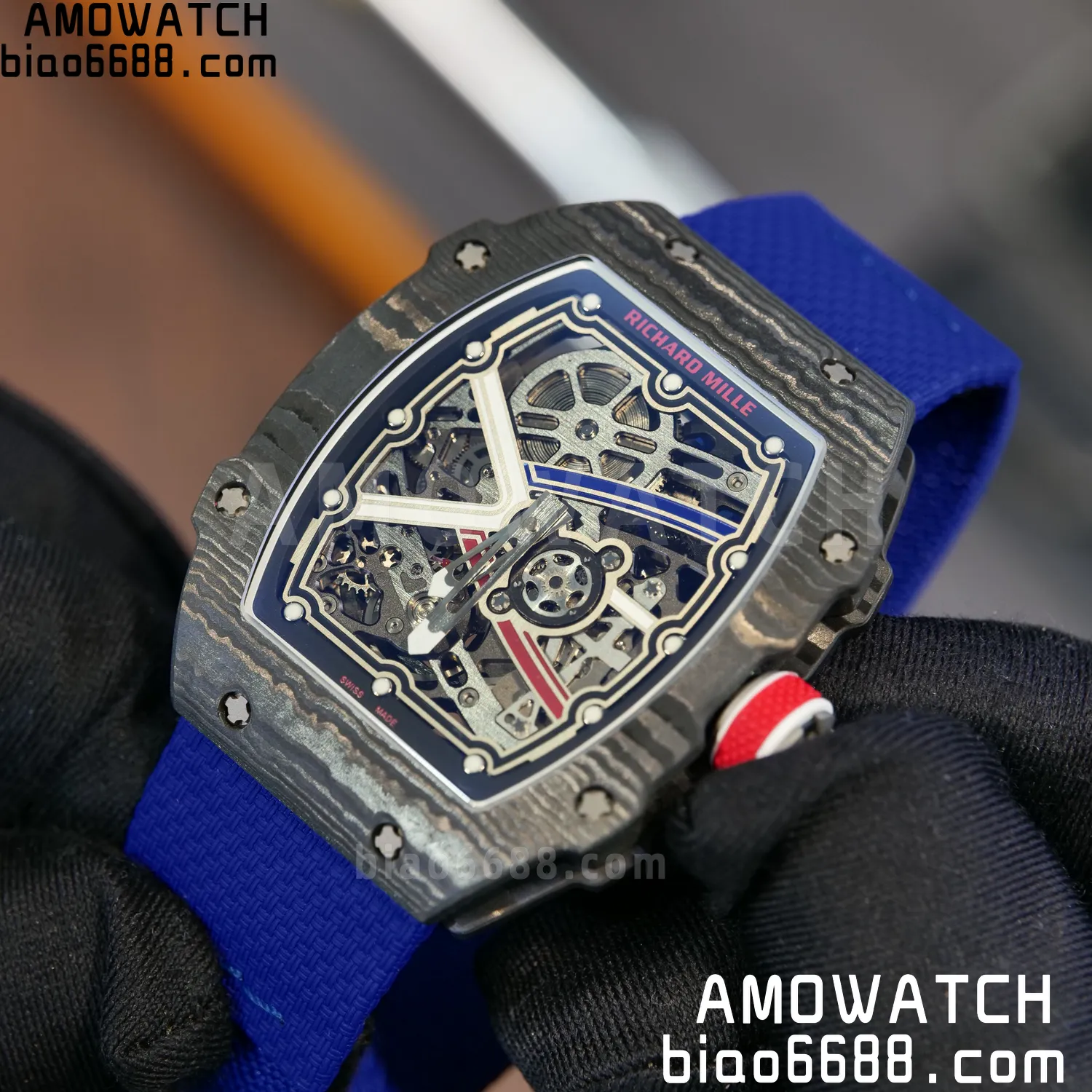 RICHARD MILLE RM67-02 Black NTPT AVF Best Edition France Dial on Blue Nylon strap CRMA7 Clone 84 7b924e74fb51960 AMO Watch