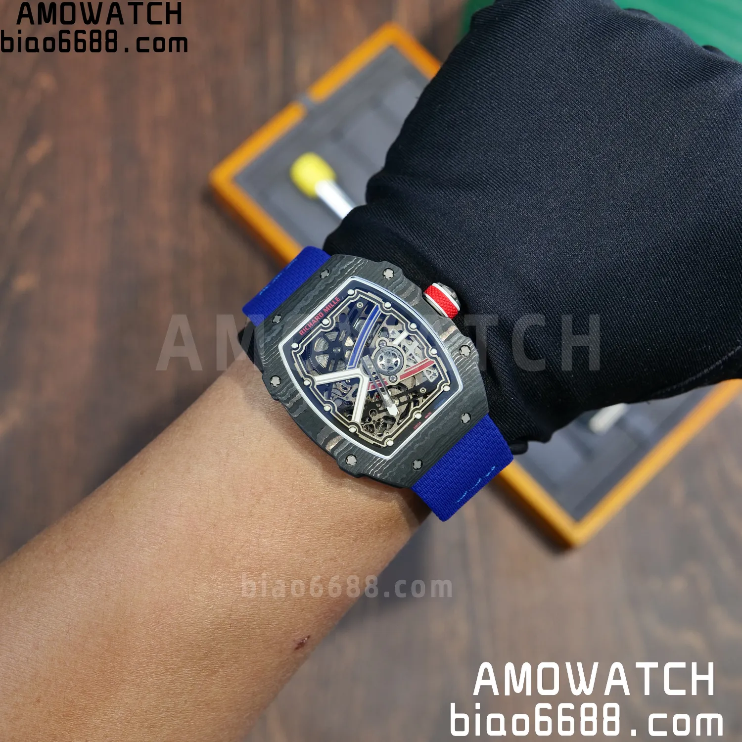 RICHARD MILLE RM67-02 Black NTPT AVF Best Edition France Dial on Blue Nylon strap CRMA7 Clone 100 8c00f75db790bc6 AMO Watch
