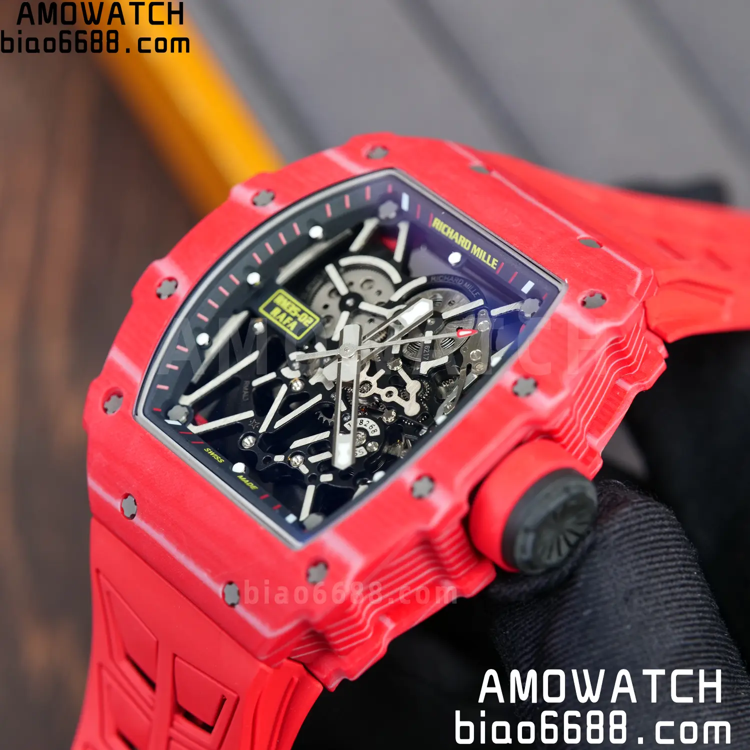 RICHARD MILLE RM035-02 Red NTPT ZF 1:1 Best Edition Skeleton Dial on Red Rubber Strap RMAL1 Super Clone V7 86 99267982cacef0d AMO Watch