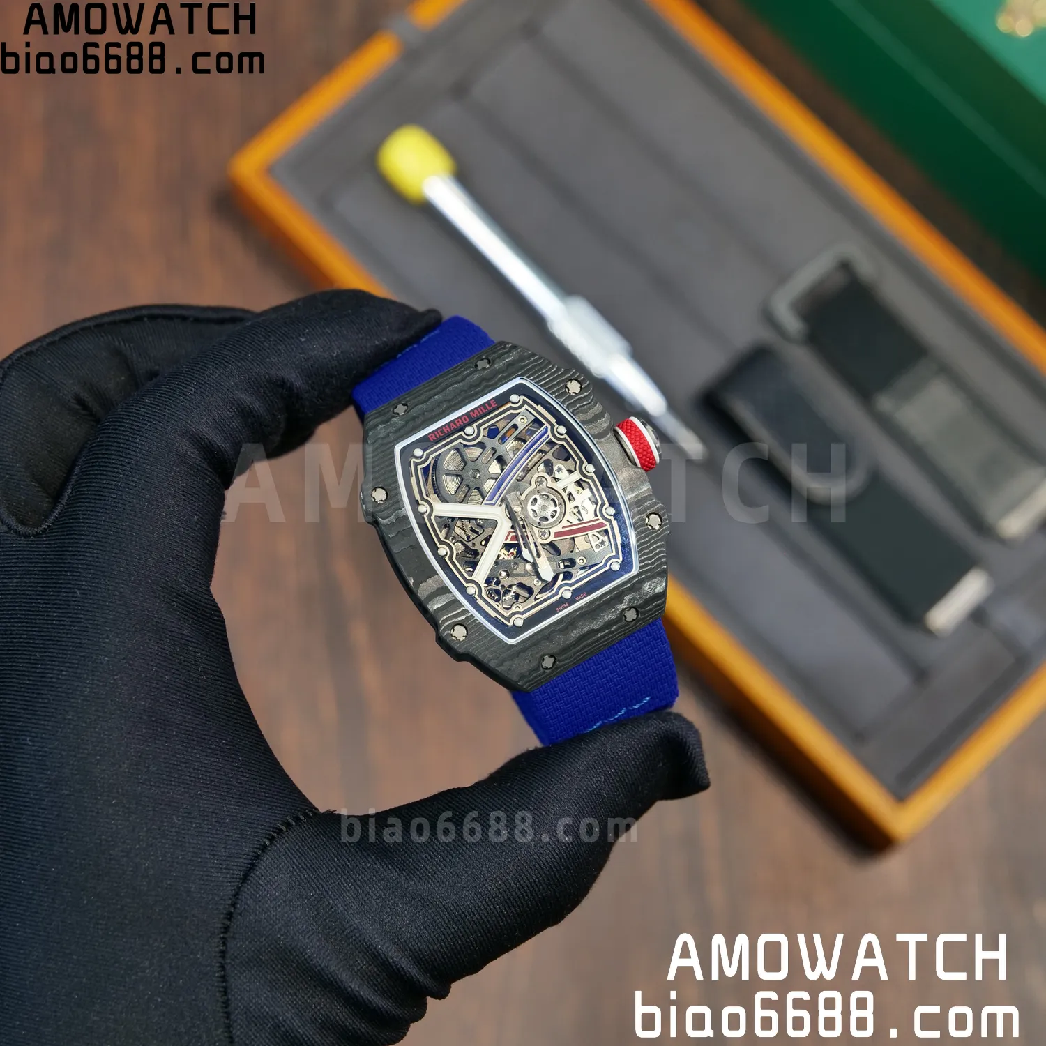 RICHARD MILLE RM67-02 Black NTPT AVF Best Edition France Dial on Blue Nylon strap CRMA7 Clone 90 9e7c53c99016aad AMO Watch