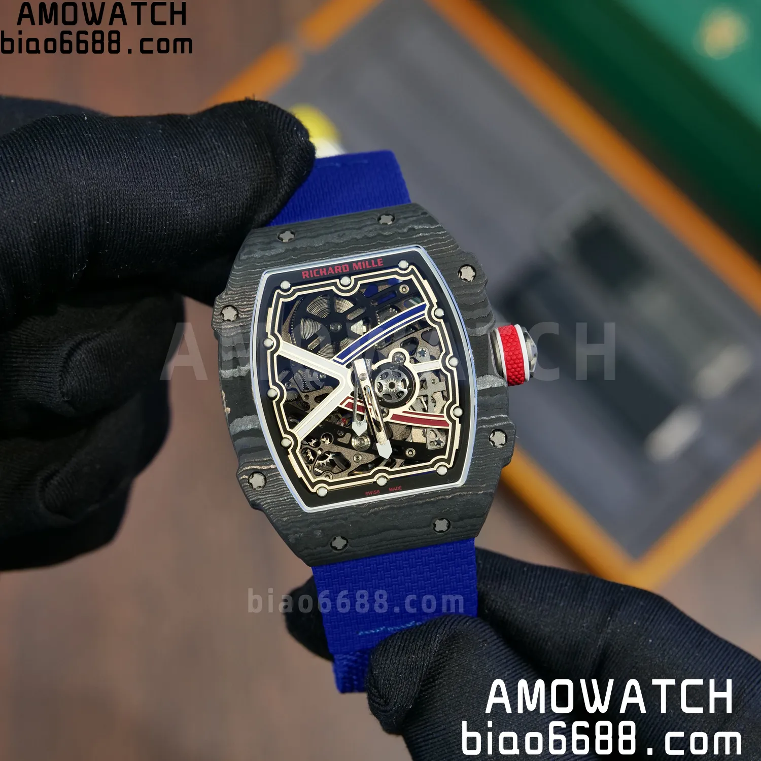 RICHARD MILLE RM67-02 Black NTPT AVF Best Edition France Dial on Blue Nylon strap CRMA7 Clone 73 a0cb6ef972a2309 AMO Watch