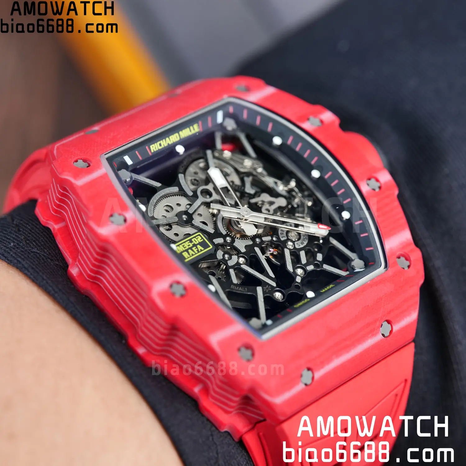 RICHARD MILLE RM035-02 Red NTPT ZF 1:1 Best Edition Skeleton Dial on Red Rubber Strap RMAL1 Super Clone V7 100 b55c60b58976c18 AMO Watch