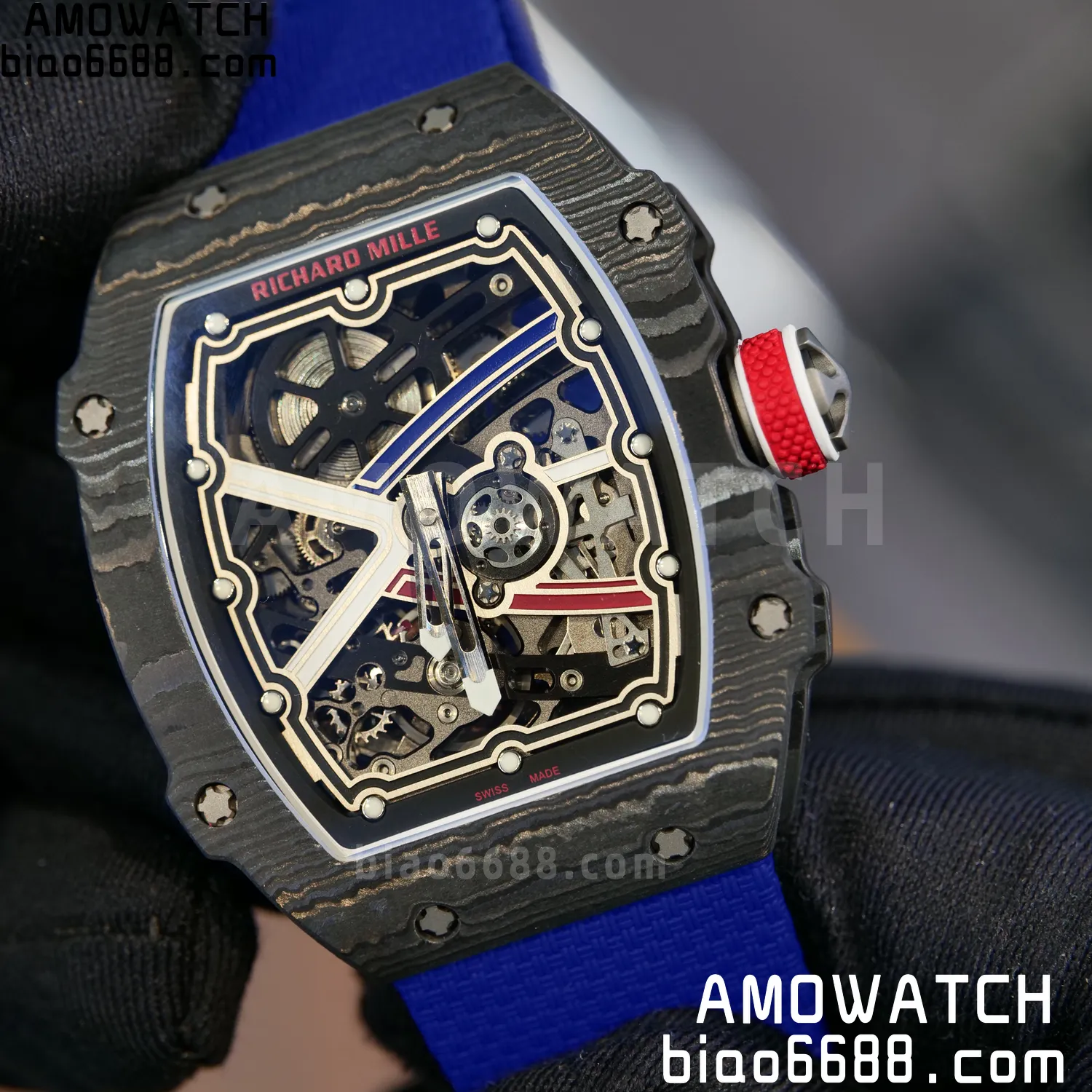 RICHARD MILLE RM67-02 Black NTPT AVF Best Edition France Dial on Blue Nylon strap CRMA7 Clone 86 bf197154d31f88a AMO Watch