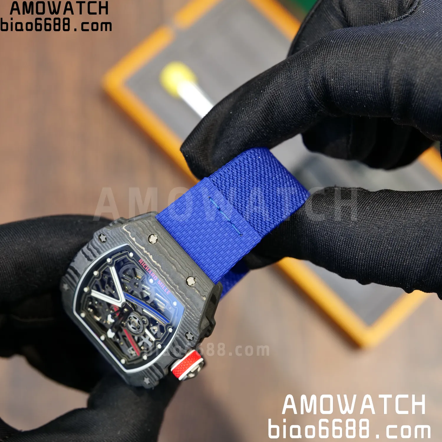 RICHARD MILLE RM67-02 Black NTPT AVF Best Edition France Dial on Blue Nylon strap CRMA7 Clone 75 ecf7090eecce851 AMO Watch