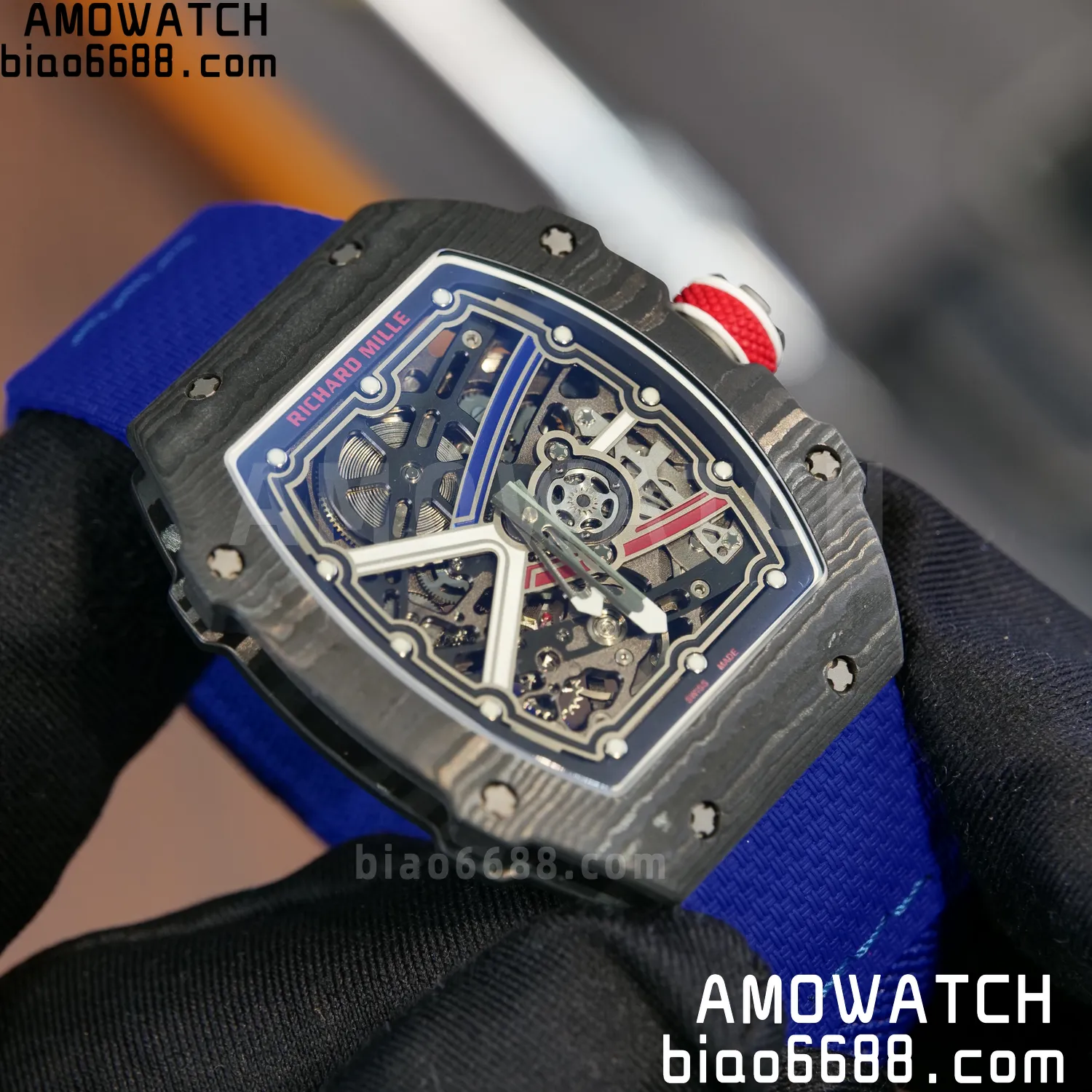 RICHARD MILLE RM67-02 Black NTPT AVF Best Edition France Dial on Blue Nylon strap CRMA7 Clone 83 f04f1e1e89b6531 AMO Watch