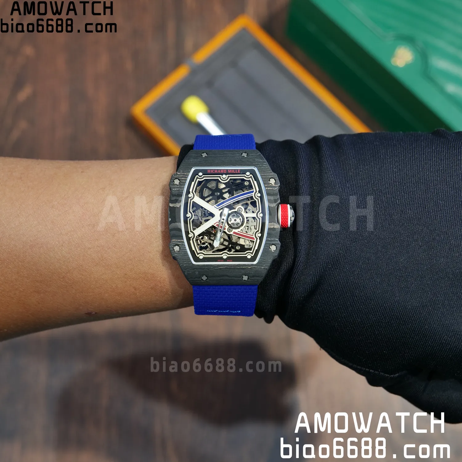 RICHARD MILLE RM67-02 Black NTPT AVF Best Edition France Dial on Blue Nylon strap CRMA7 Clone 99 fc81953ff0d7fa1 AMO Watch