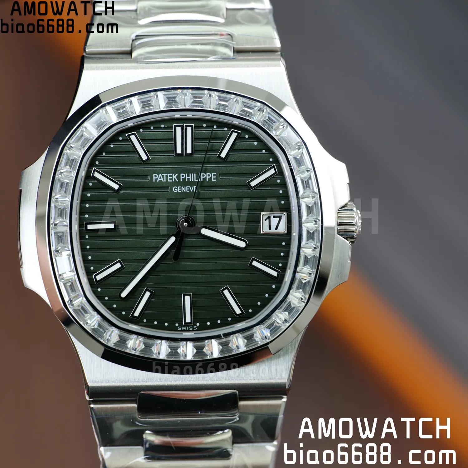 PP Nautilus 5711 DDF 1:1 Best Edition Green Dial on Diamond bezel SS Bracelet DD330 Super Clone 68 03662c3e2ae1c45 AMO Watch