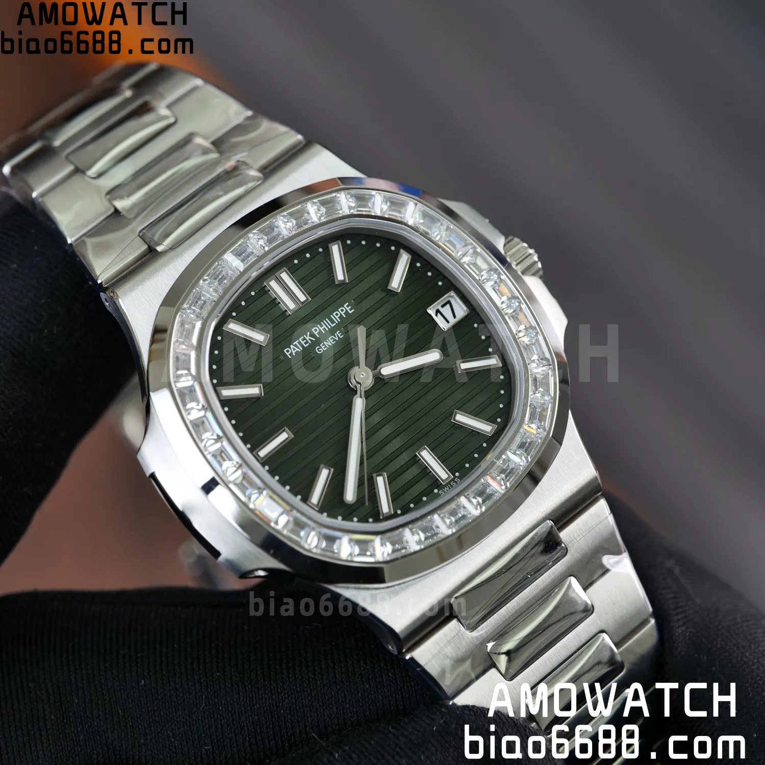 PP Nautilus 5711 DDF 1:1 Best Edition Green Dial on Diamond bezel SS Bracelet DD330 Super Clone 73 074ea3c964a9653 AMO Watch