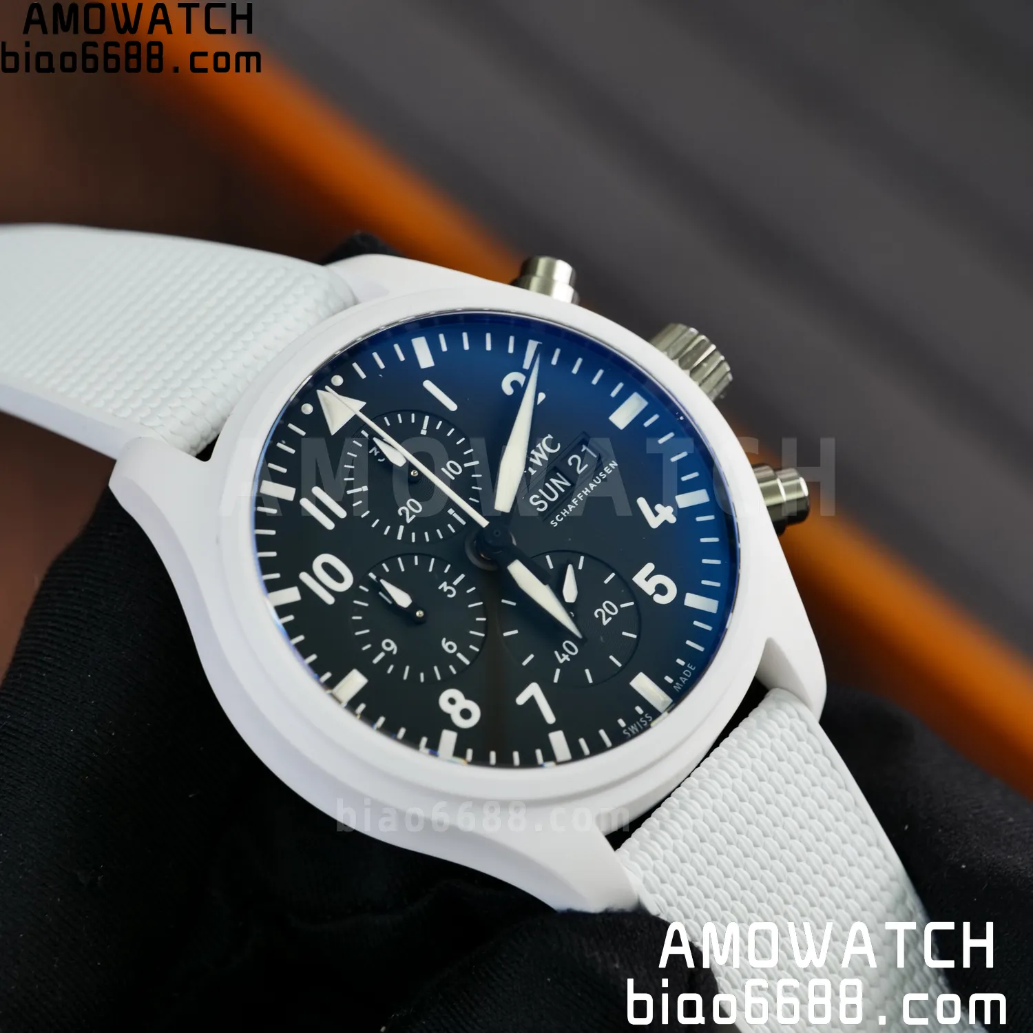 IWC Pilot Chrono IW389105 White Ceramic APSF 1:1 Best Edition Black Dial SA69385 Super Clone 61 0960ed6eb08aa39 AMO Watch