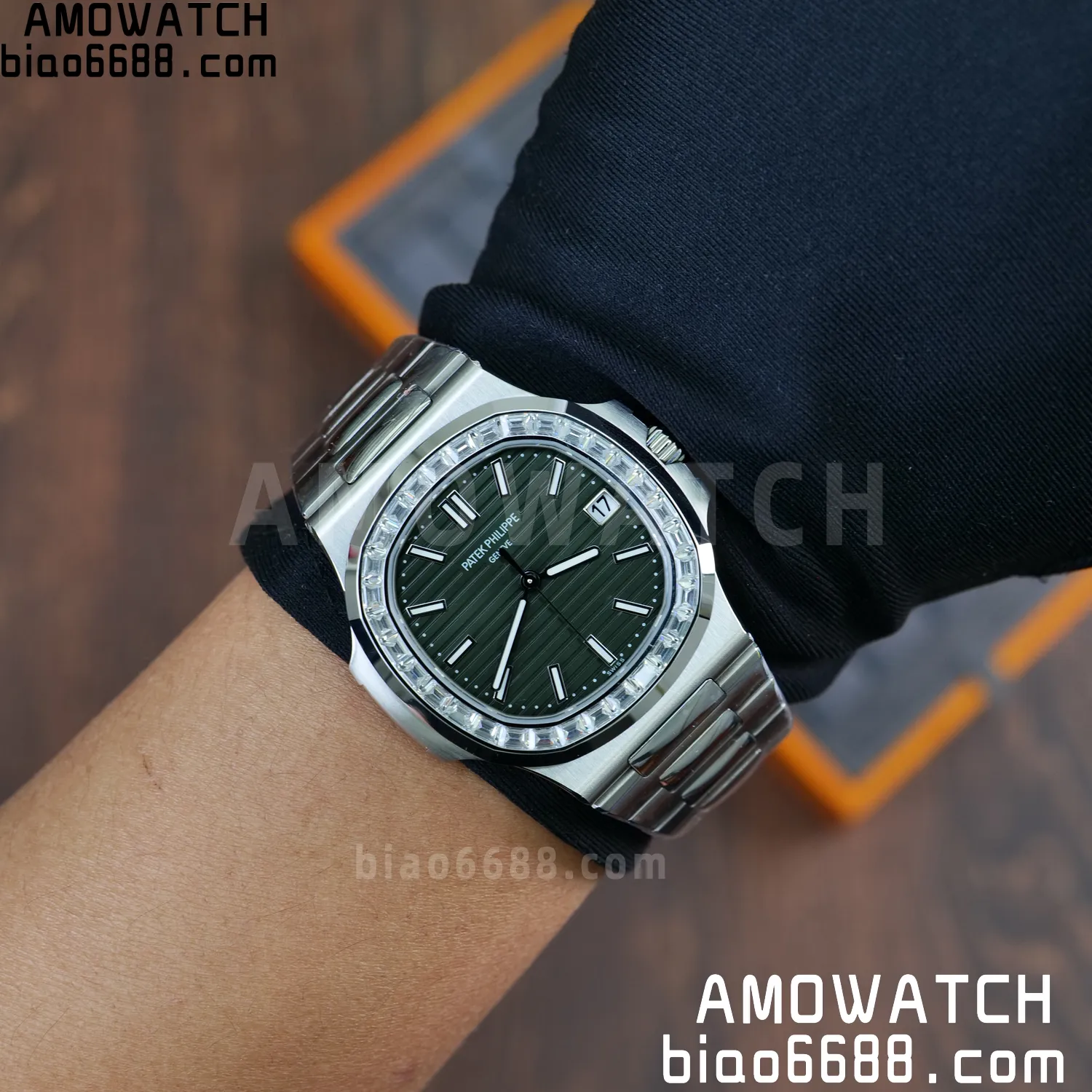 PP Nautilus 5711 DDF 1:1 Best Edition Green Dial on Diamond bezel SS Bracelet DD330 Super Clone 89 1b843e4351ae428 AMO Watch