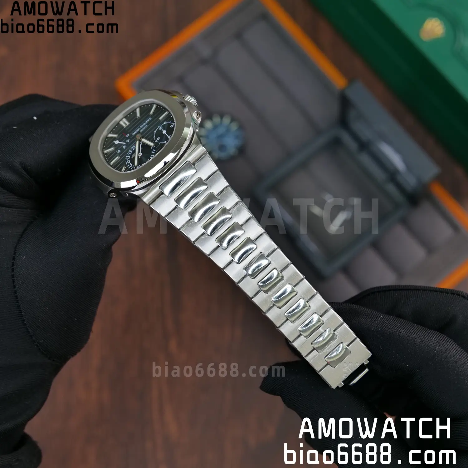 Custom Made PP Nautilus 5712 SW Dial Hands VVS Moon Phase Wheel 89 1f7b28e933b0fef AMO Watch