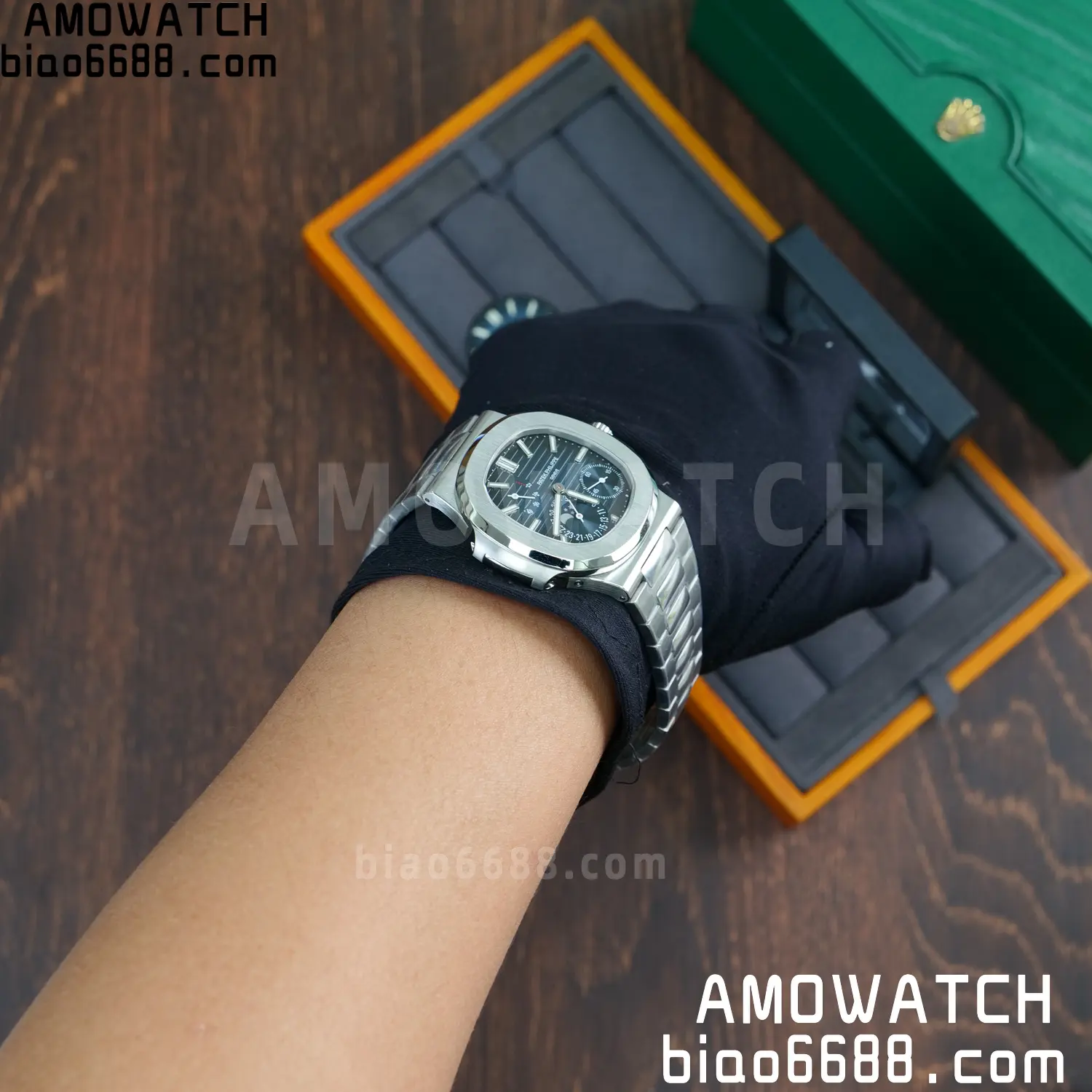 Custom Made PP Nautilus 5712 SW Dial Hands VVS Moon Phase Wheel 123 1ff1c9a9e7b5fd8 AMO Watch