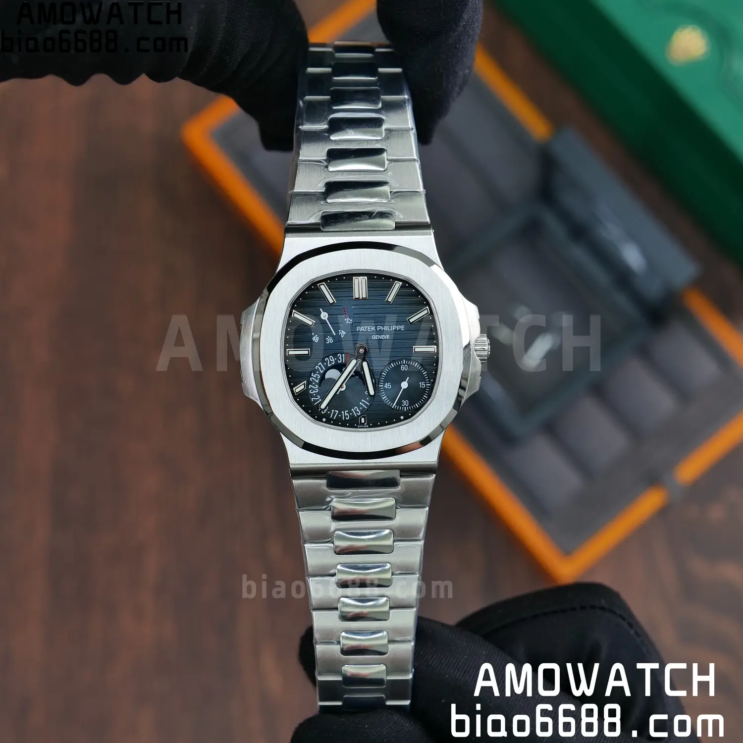 Custom Made PP Nautilus 5712 SW Dial Hands VVS Moon Phase Wheel 90 22b4b9038dd8c28 AMO Watch