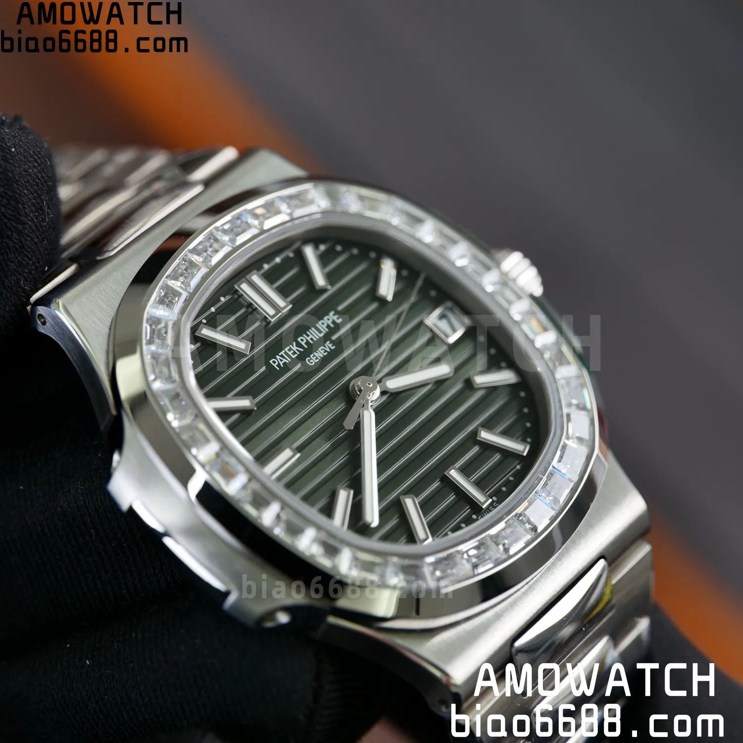 PP Nautilus 5711 DDF 1:1 Best Edition Green Dial on Diamond bezel SS Bracelet DD330 Super Clone 80 22d2206610680f7 AMO Watch