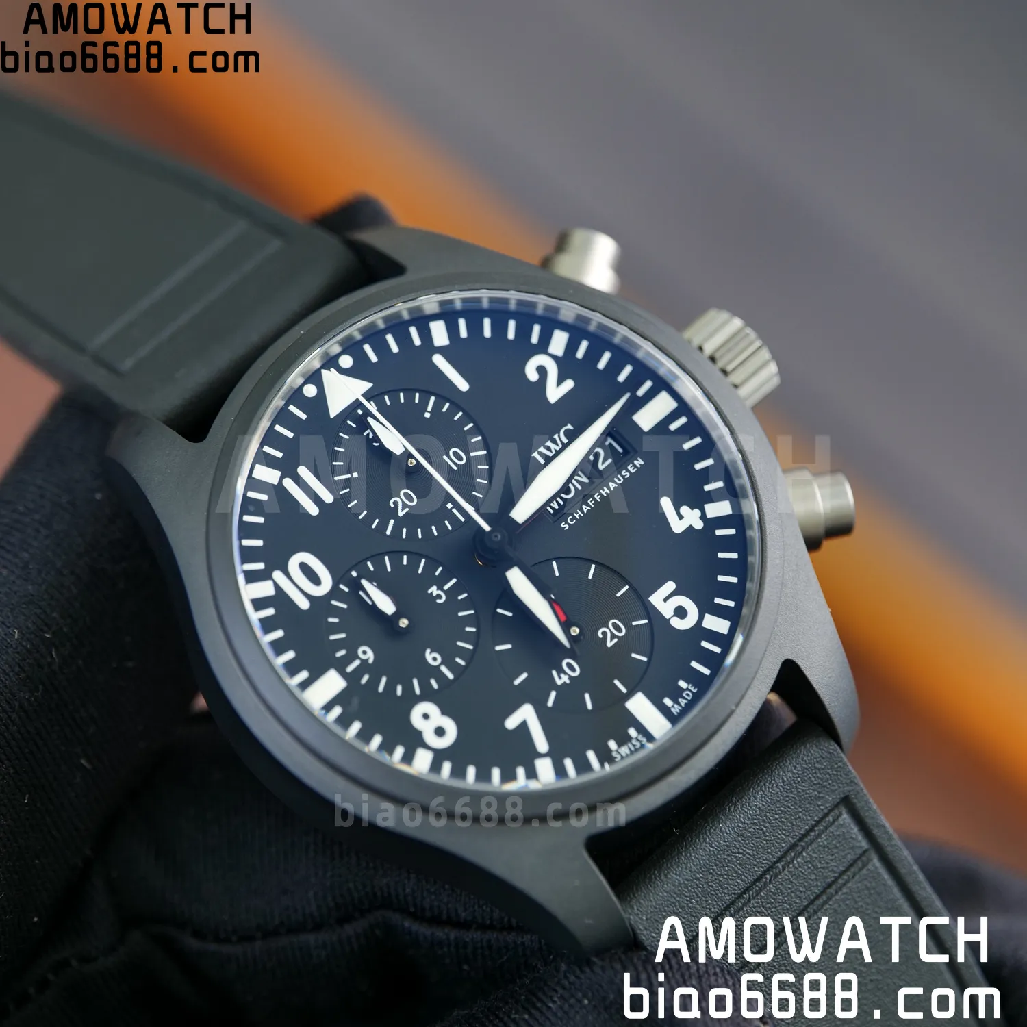IWC Pilot Chrono IW389401 Black Ceramic APSF 1:1 Best Edition Black Dial SA69385 Super Clone 62 2660d8a2289cbd0 AMO Watch