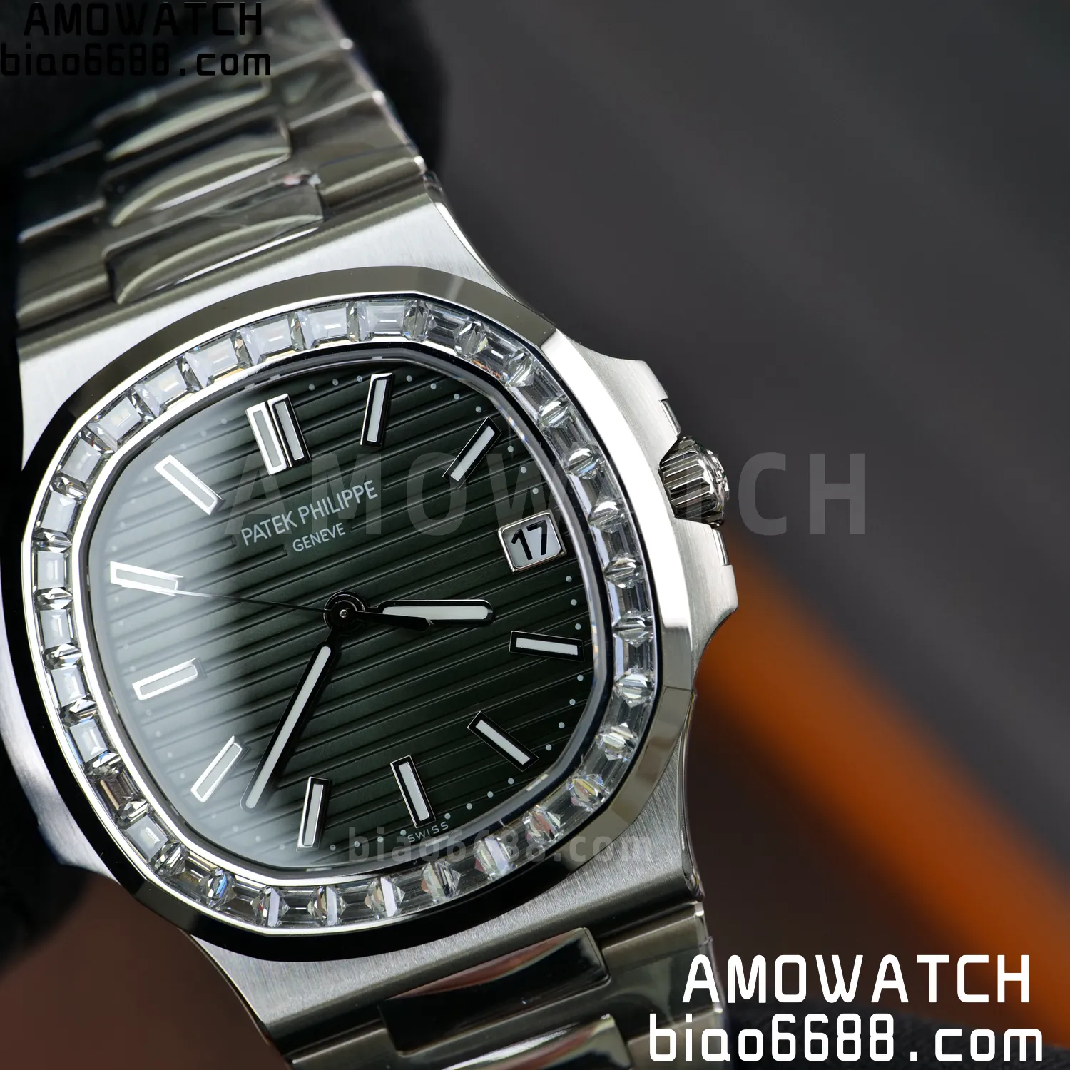 PP Nautilus 5711 DDF 1:1 Best Edition Green Dial on Diamond bezel SS Bracelet DD330 Super Clone 76 297dd6248d04634 AMO Watch