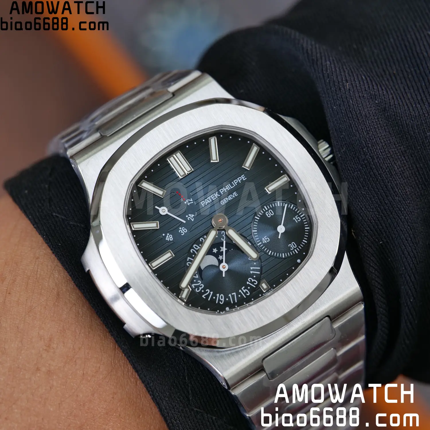Custom Made PP Nautilus 5712 SW Dial Hands VVS Moon Phase Wheel 115 2a4b81e55ac2f7f AMO Watch