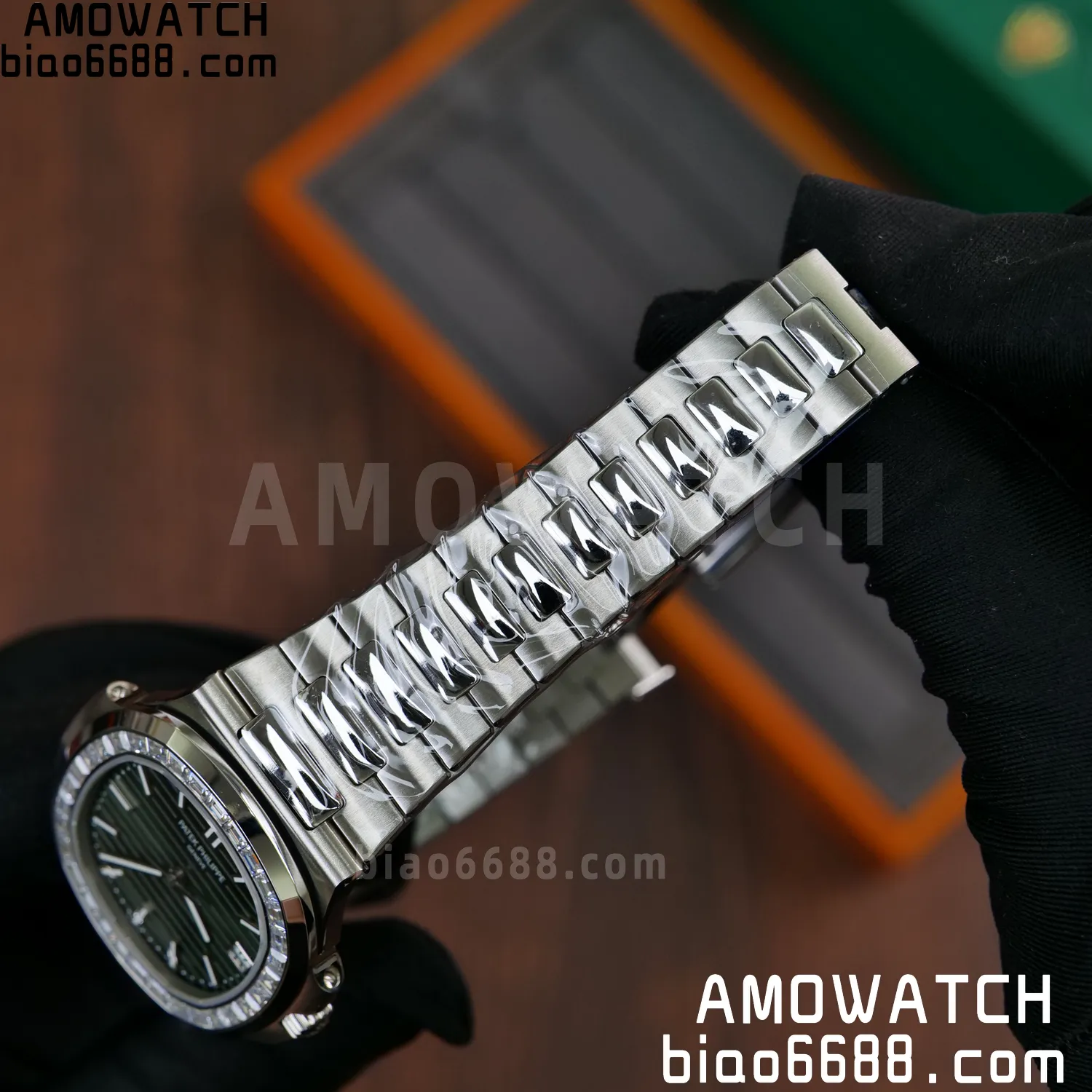 PP Nautilus 5711 DDF 1:1 Best Edition Green Dial on Diamond bezel SS Bracelet DD330 Super Clone 65 2c6467907958489 AMO Watch