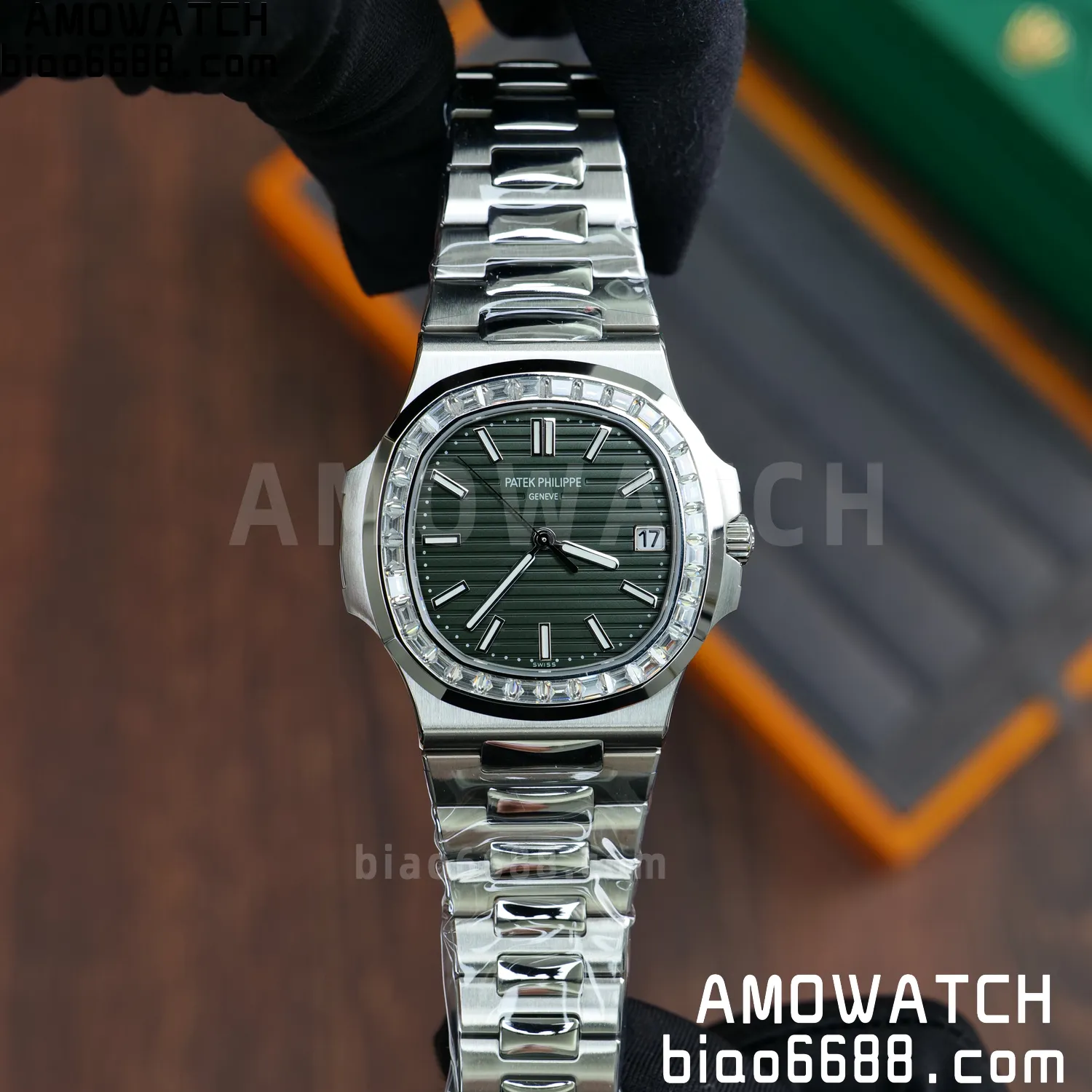 PP Nautilus 5711 DDF 1:1 Best Edition Green Dial on Diamond bezel SS Bracelet DD330 Super Clone 67 304d82d4edad0fe AMO Watch