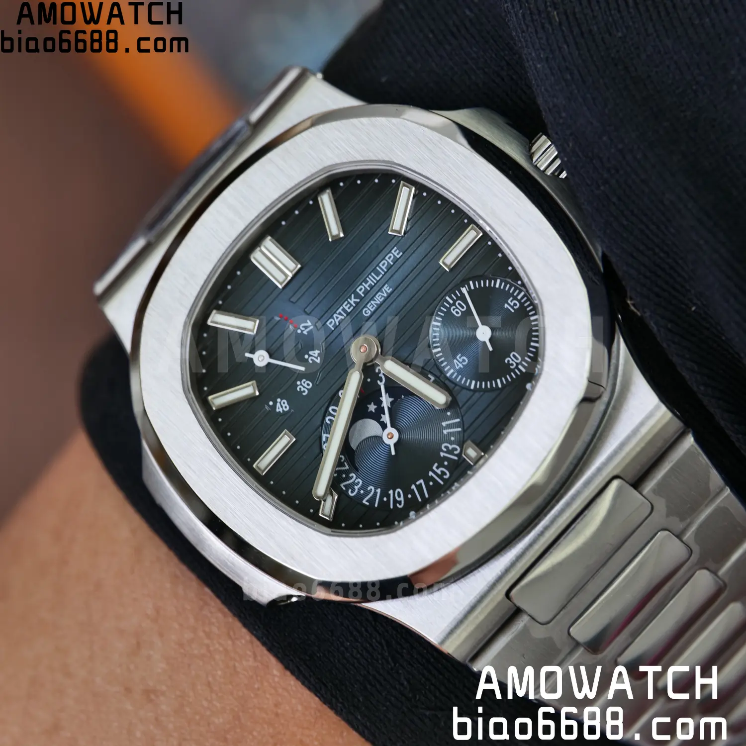 Custom Made PP Nautilus 5712 SW Dial Hands VVS Moon Phase Wheel 114 3e69e5f82ffd56d AMO Watch