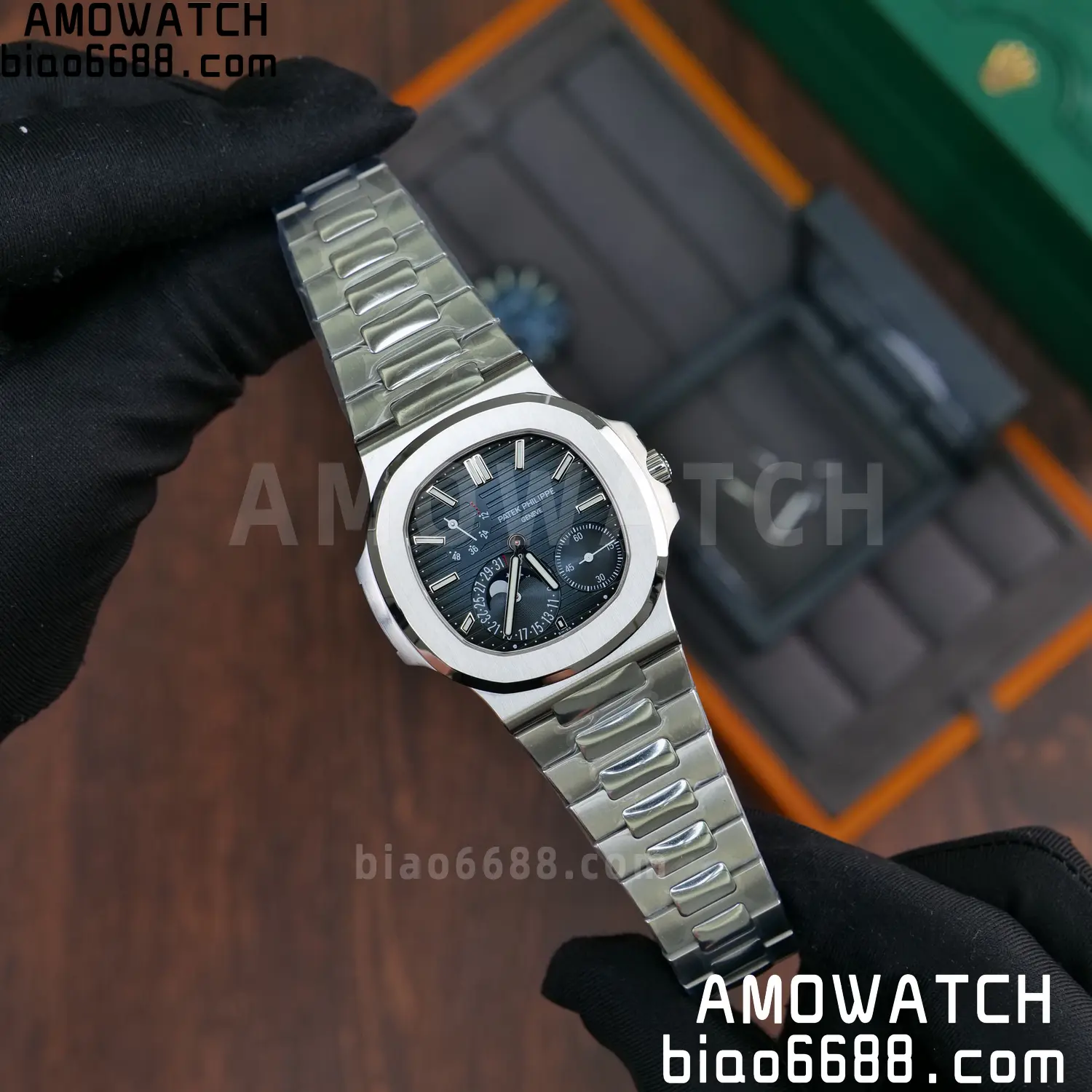 Custom Made PP Nautilus 5712 SW Dial Hands VVS Moon Phase Wheel 85 4603269fa584c88 AMO Watch