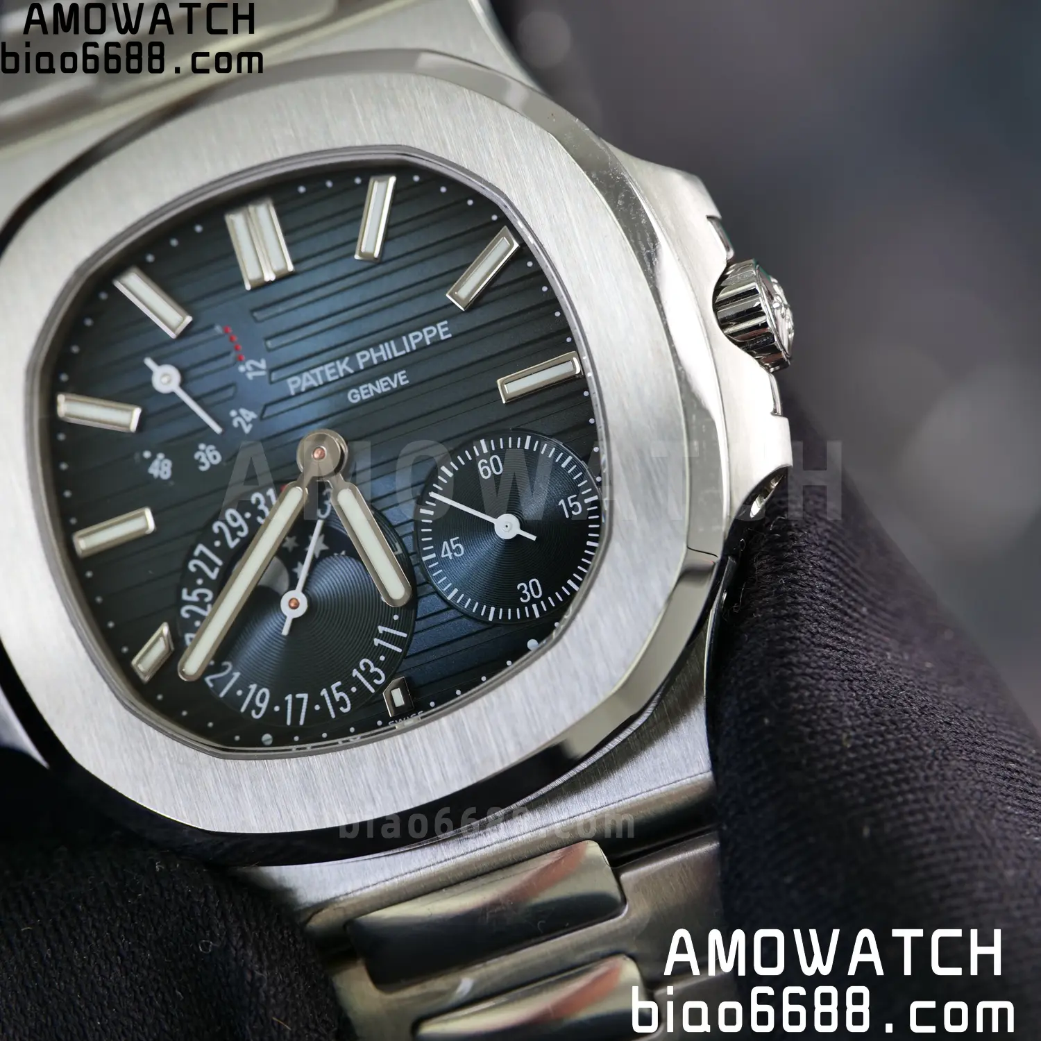 Custom Made PP Nautilus 5712 SW Dial Hands VVS Moon Phase Wheel 109 486d39bb377e2e5 AMO Watch