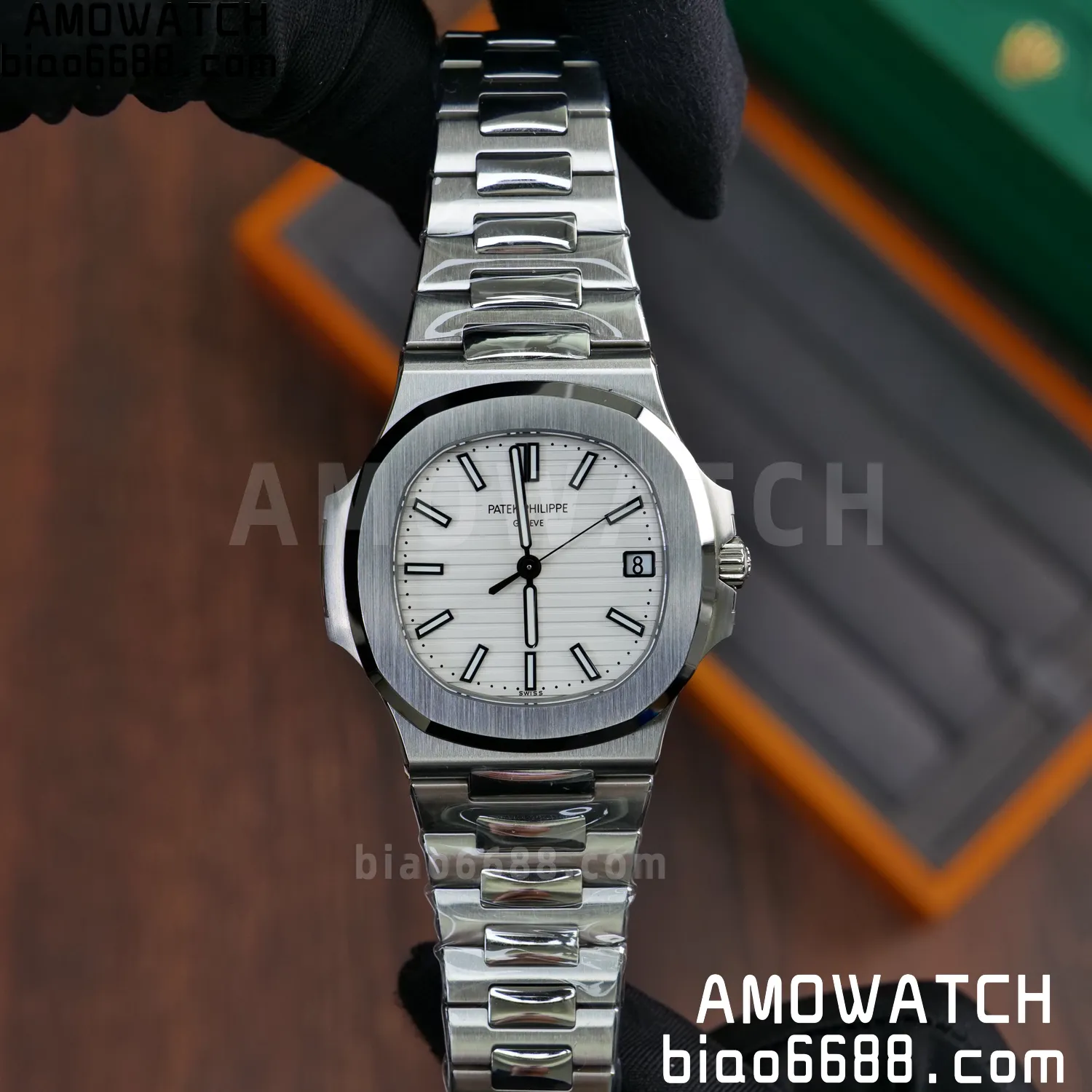 PP Nautilus 5711 DDF 1:1 Best Edition White Dial on SS Bracelet DD324 Super Clone V2 77 61125ef76a9811a AMO Watch