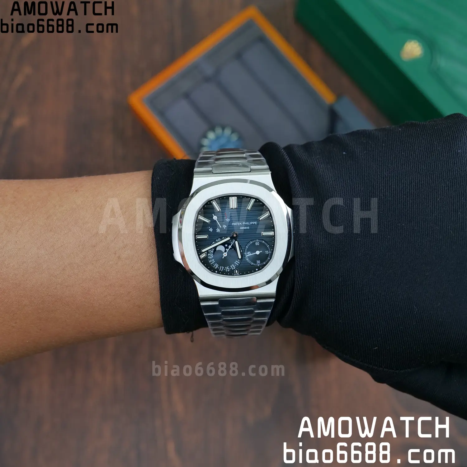 Custom Made PP Nautilus 5712 SW Dial Hands VVS Moon Phase Wheel 121 69b2c00760f8247 AMO Watch