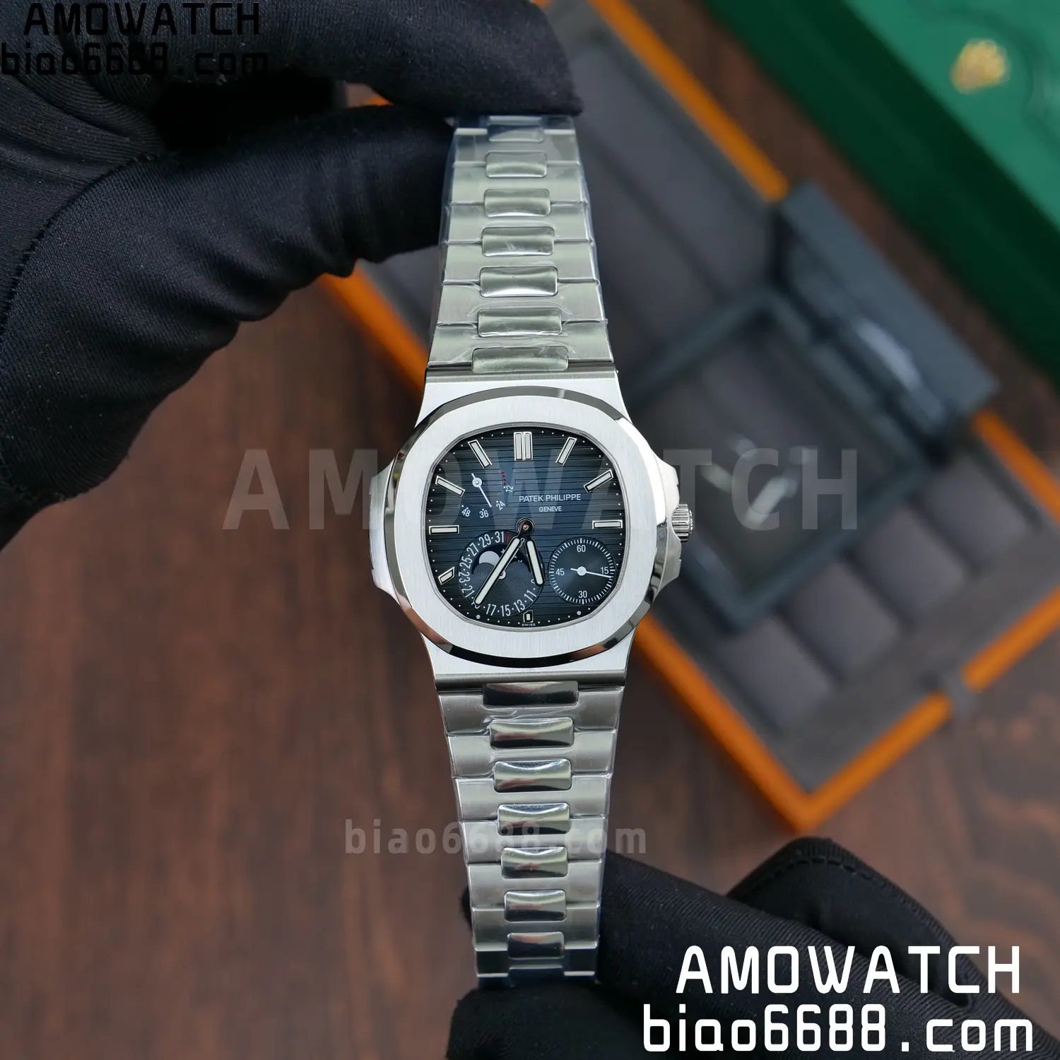 Custom Made PP Nautilus 5712 SW Dial Hands VVS Moon Phase Wheel 86 6e89e304de66dff AMO Watch