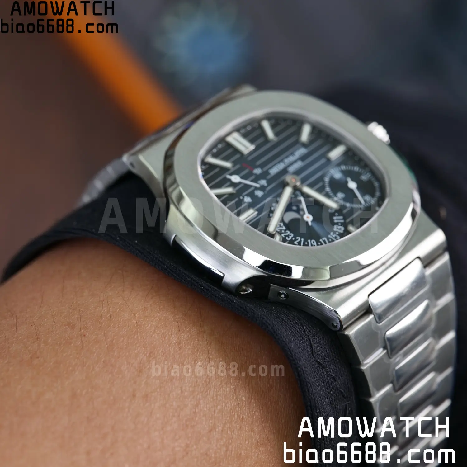 Custom Made PP Nautilus 5712 SW Dial Hands VVS Moon Phase Wheel 119 7569f993a91244a AMO Watch