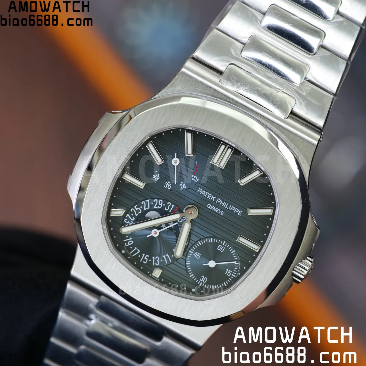 Custom Made PP Nautilus 5712 SW Dial Hands VVS Moon Phase Wheel 104 781f78298426239 AMO Watch