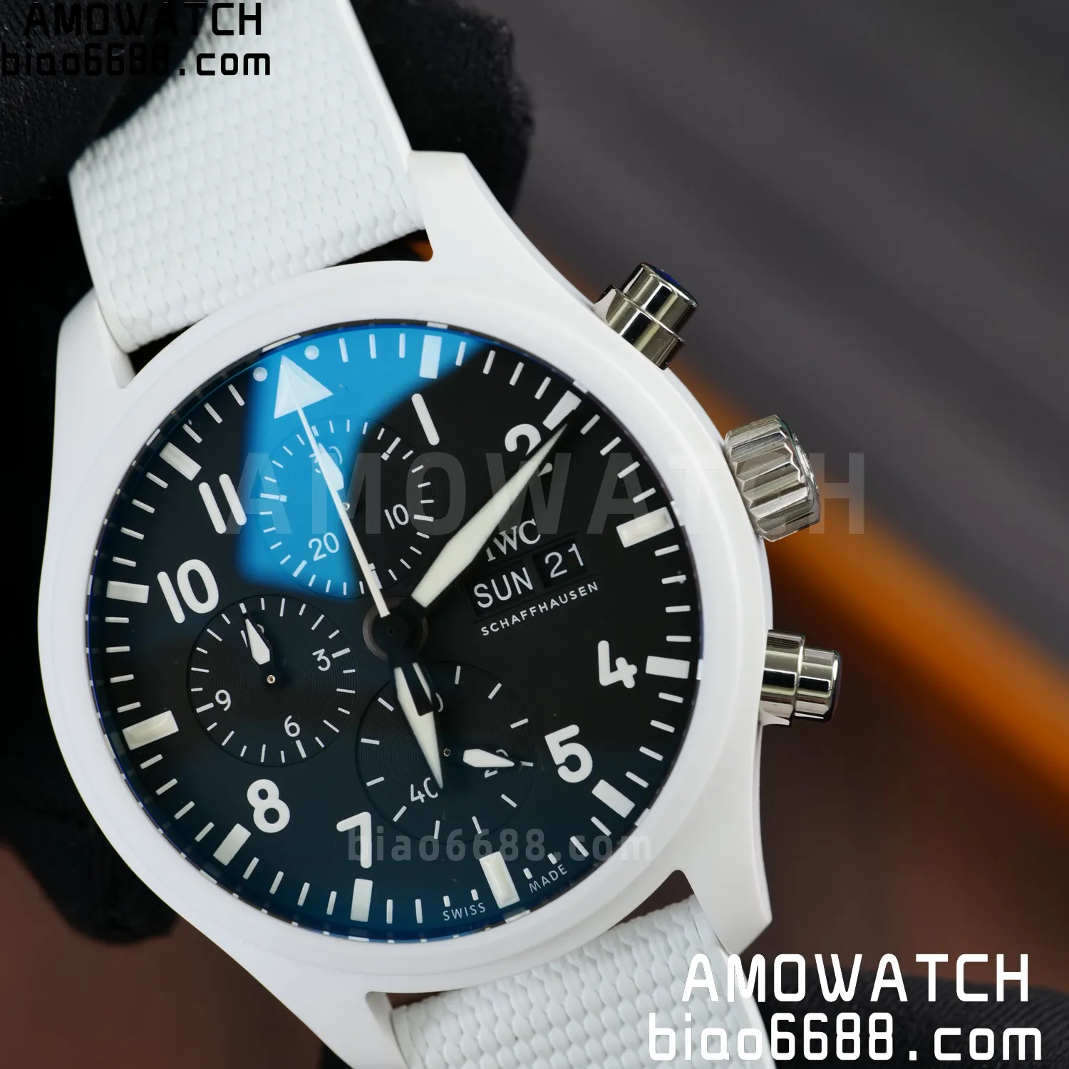 IWC Pilot Chrono IW389105 White Ceramic APSF 1:1 Best Edition Black Dial SA69385 Super Clone 64 8548fd8e66f9f62 AMO Watch