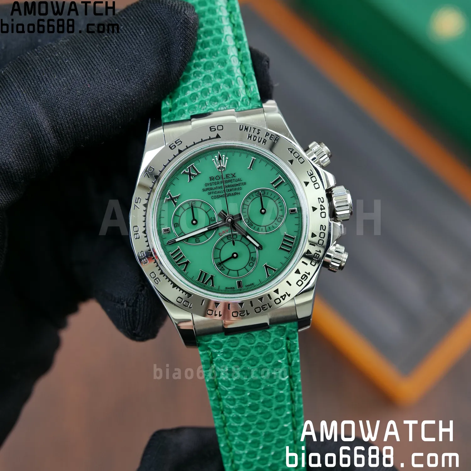 Rolex Daytona 116519 PPM Factory 1:1 Best Edition Green Roman Dial on Leather Strap 4130 69 89e676d312fb354 阿默表行AmoWatch