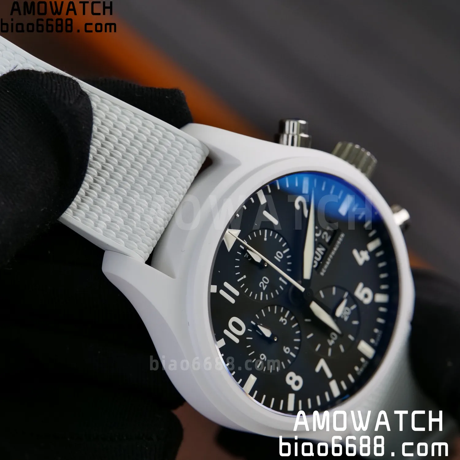 IWC Pilot Chrono IW389105 White Ceramic APSF 1:1 Best Edition Black Dial SA69385 Super Clone 63 9e5bfb0859fb9d7 AMO Watch