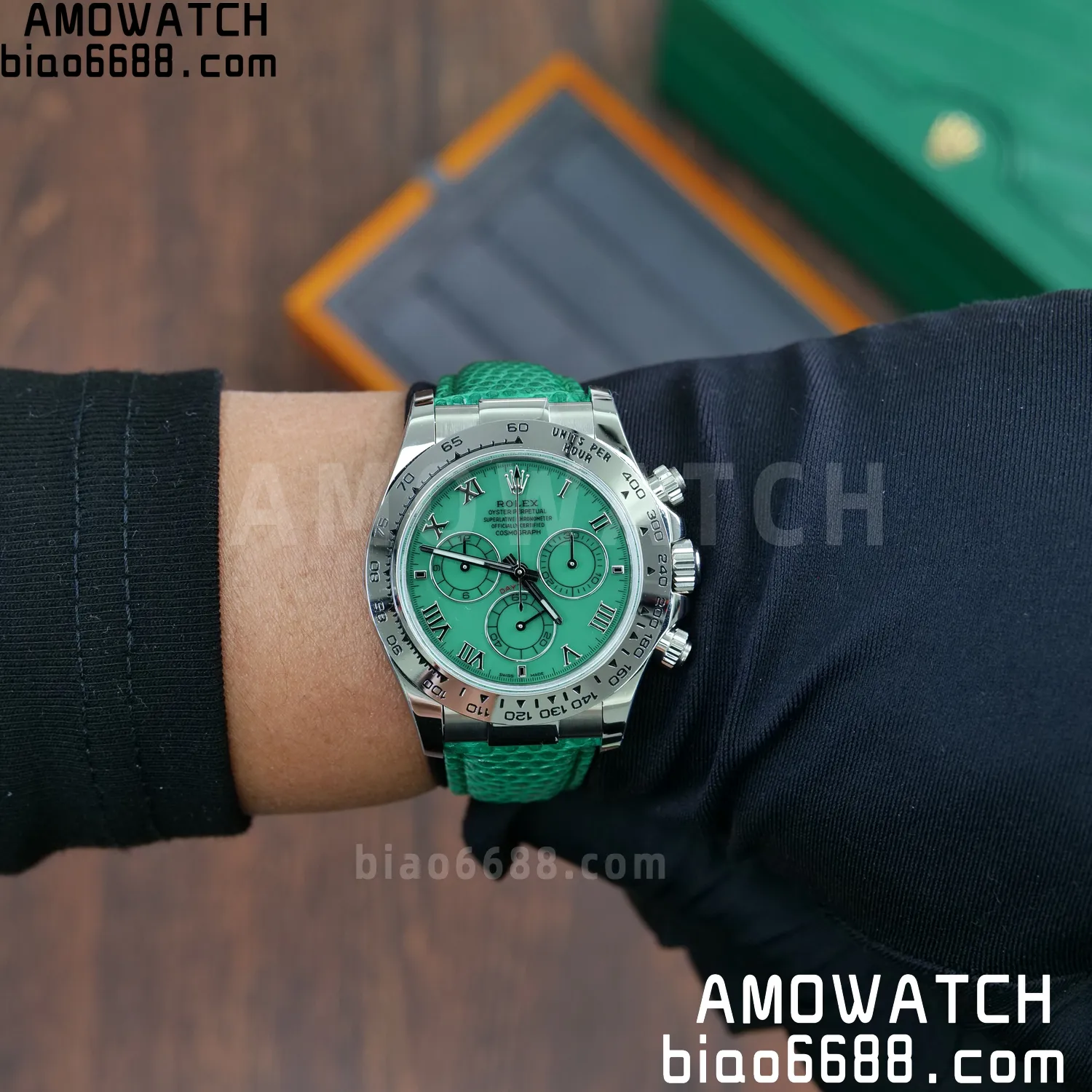 Rolex Daytona 116519 PPM Factory 1:1 Best Edition Green Roman Dial on Leather Strap 4130 96 a02b08e4b136a85 阿默表行AmoWatch