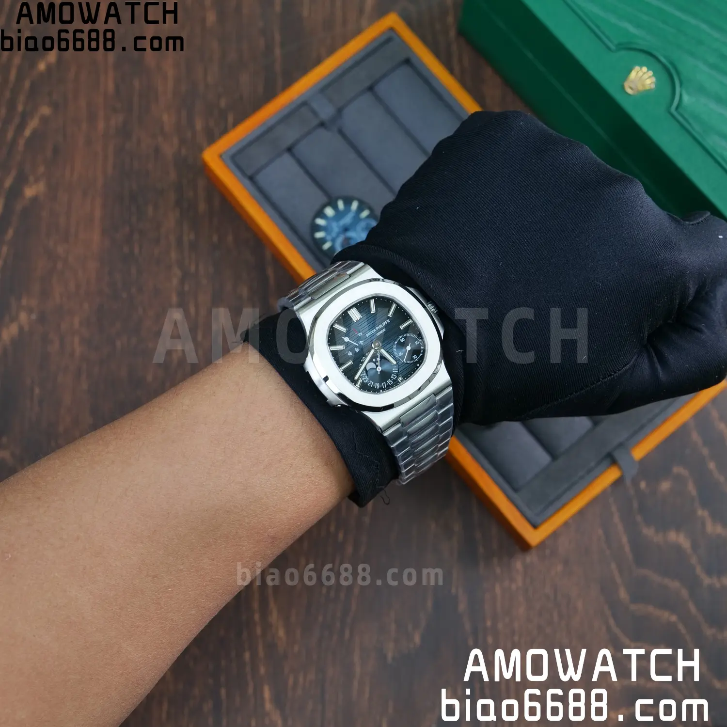 Custom Made PP Nautilus 5712 SW Dial Hands VVS Moon Phase Wheel 120 b13bf2d5e007994 AMO Watch