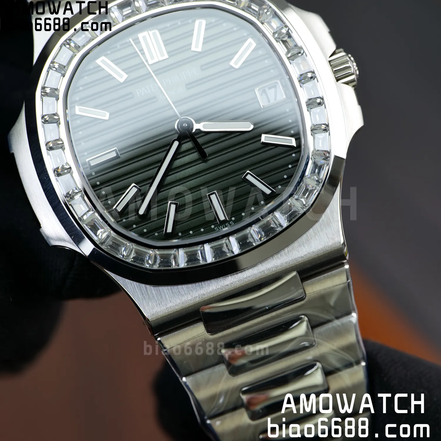 PP Nautilus 5711 DDF 1:1 Best Edition Green Dial on Diamond bezel SS Bracelet DD330 Super Clone 78 c2891a5c549bffc AMO Watch