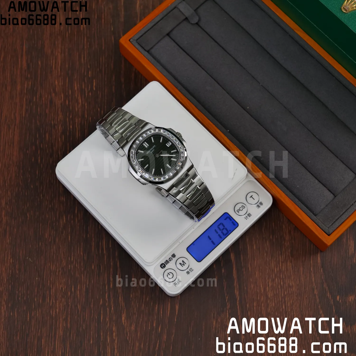 PP Nautilus 5711 DDF 1:1 Best Edition Green Dial on Diamond bezel SS Bracelet DD330 Super Clone 61 c82c5971342c56f AMO Watch