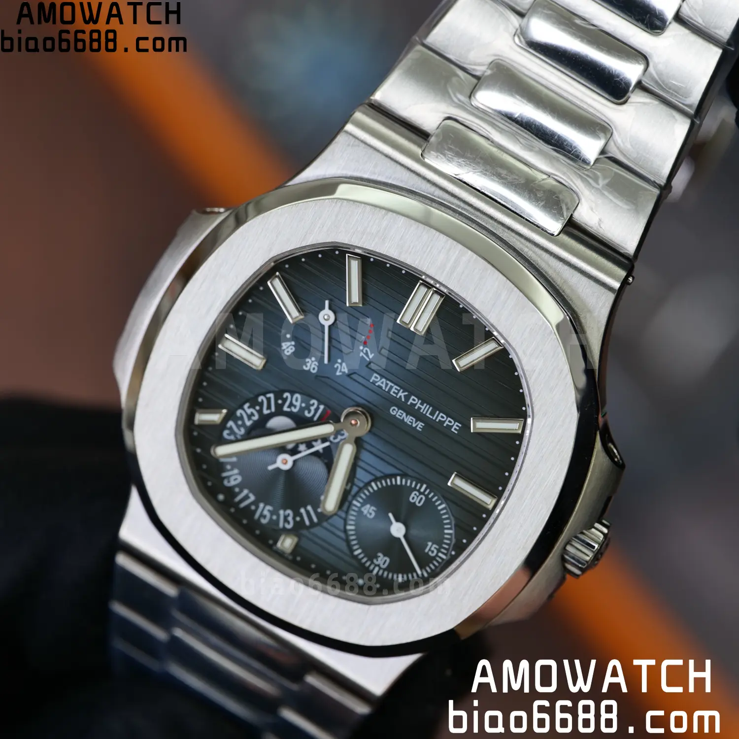 Custom Made PP Nautilus 5712 SW Dial Hands VVS Moon Phase Wheel 105 e3a288357837917 AMO Watch