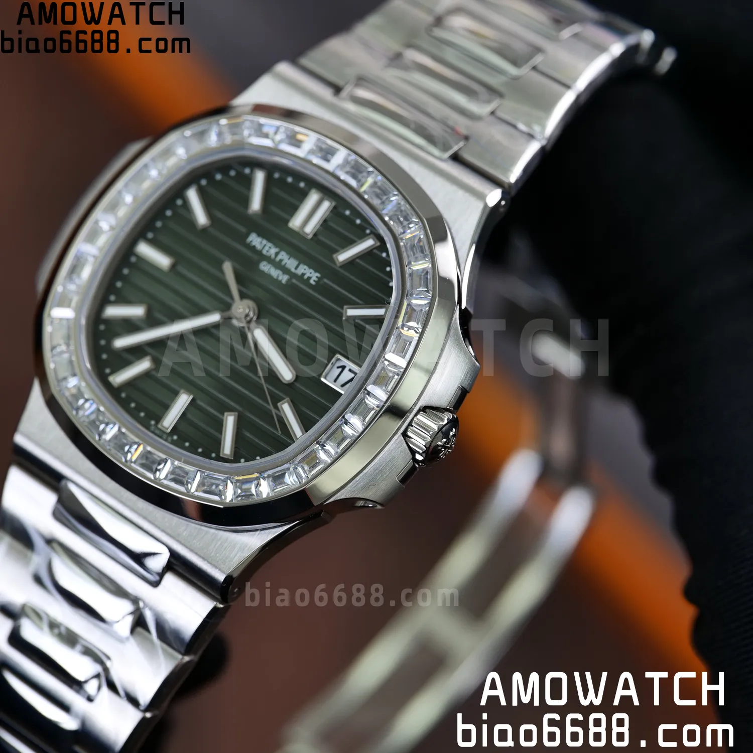 PP Nautilus 5711 DDF 1:1 Best Edition Green Dial on Diamond bezel SS Bracelet DD330 Super Clone 72 ecdb6929b640871 AMO Watch