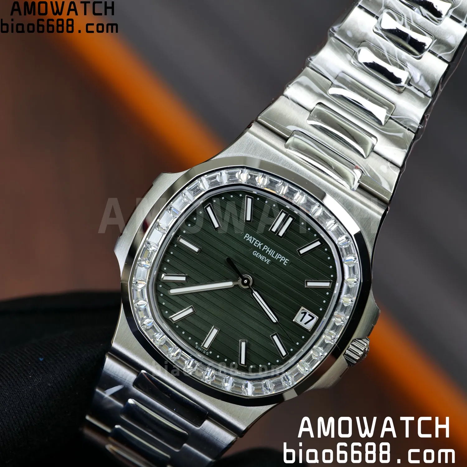 PP Nautilus 5711 DDF 1:1 Best Edition Green Dial on Diamond bezel SS Bracelet DD330 Super Clone 81 edf76b906c1a607 AMO Watch
